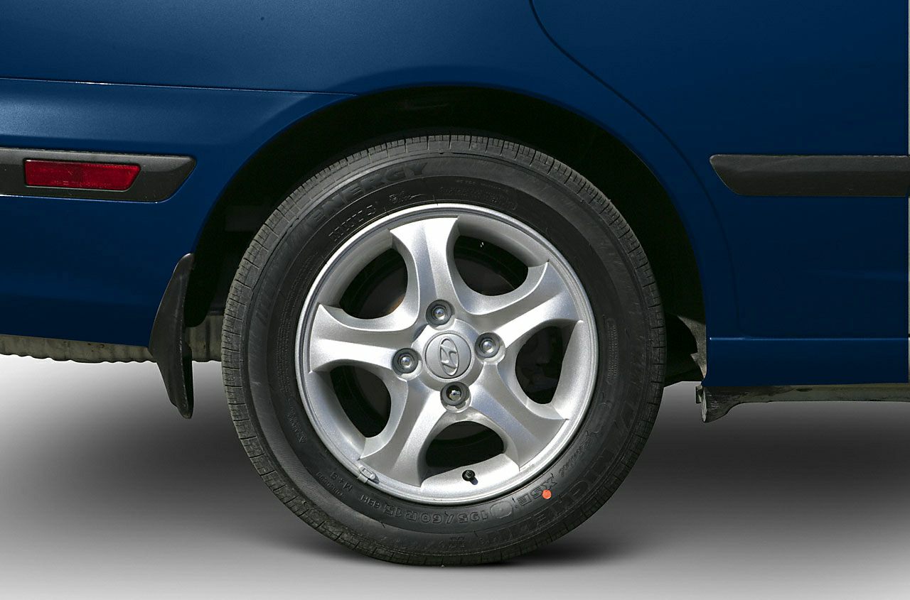 Close-up of car alloy wheel and tire with rim design
