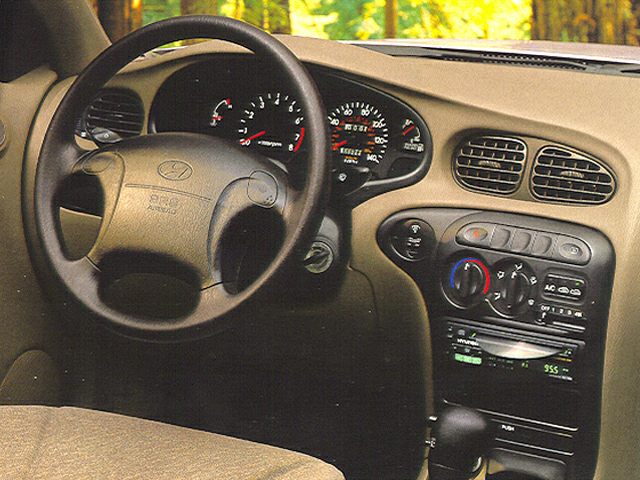 Dashboard, steering wheel, and instrument cluster interior view