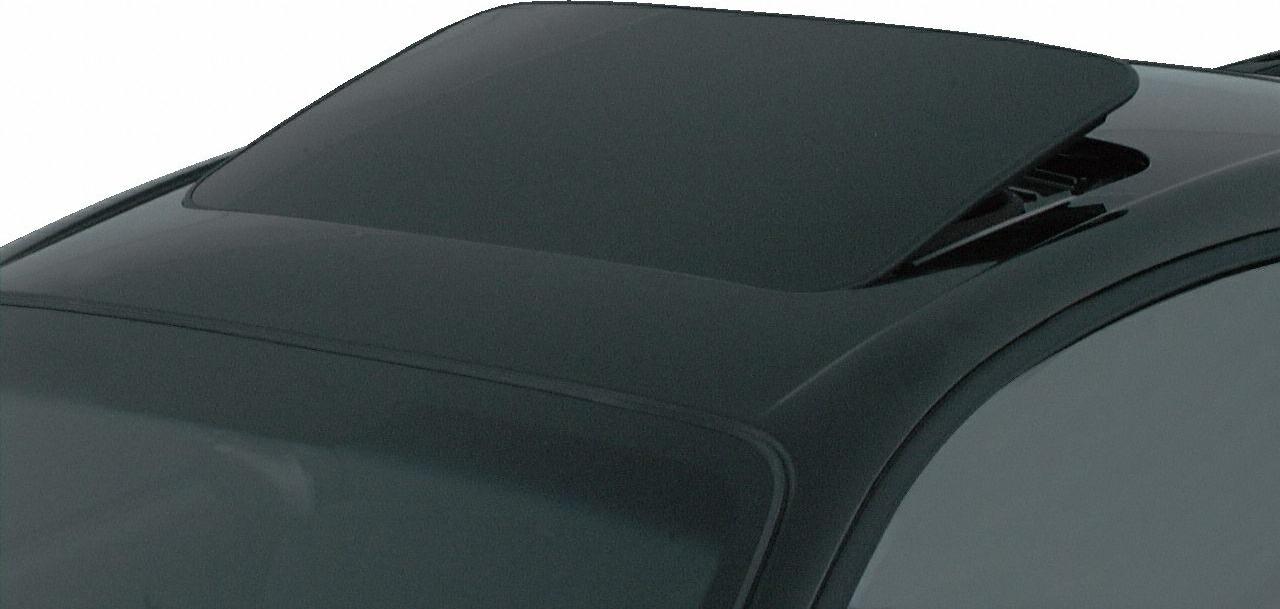 Open sunroof glass panel with roof ventilation feature