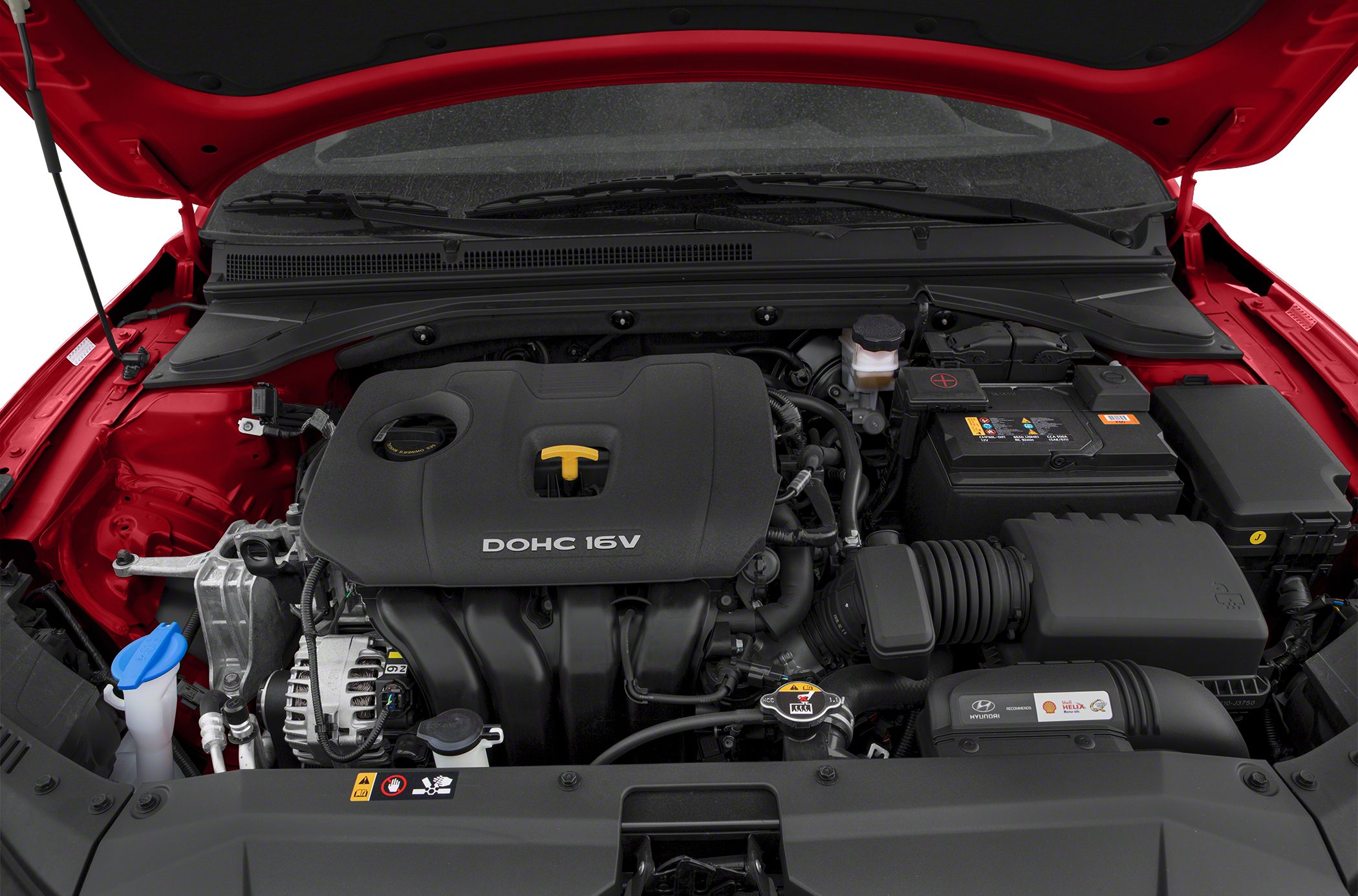 Front view of DOHC 16V engine bay with organized components.