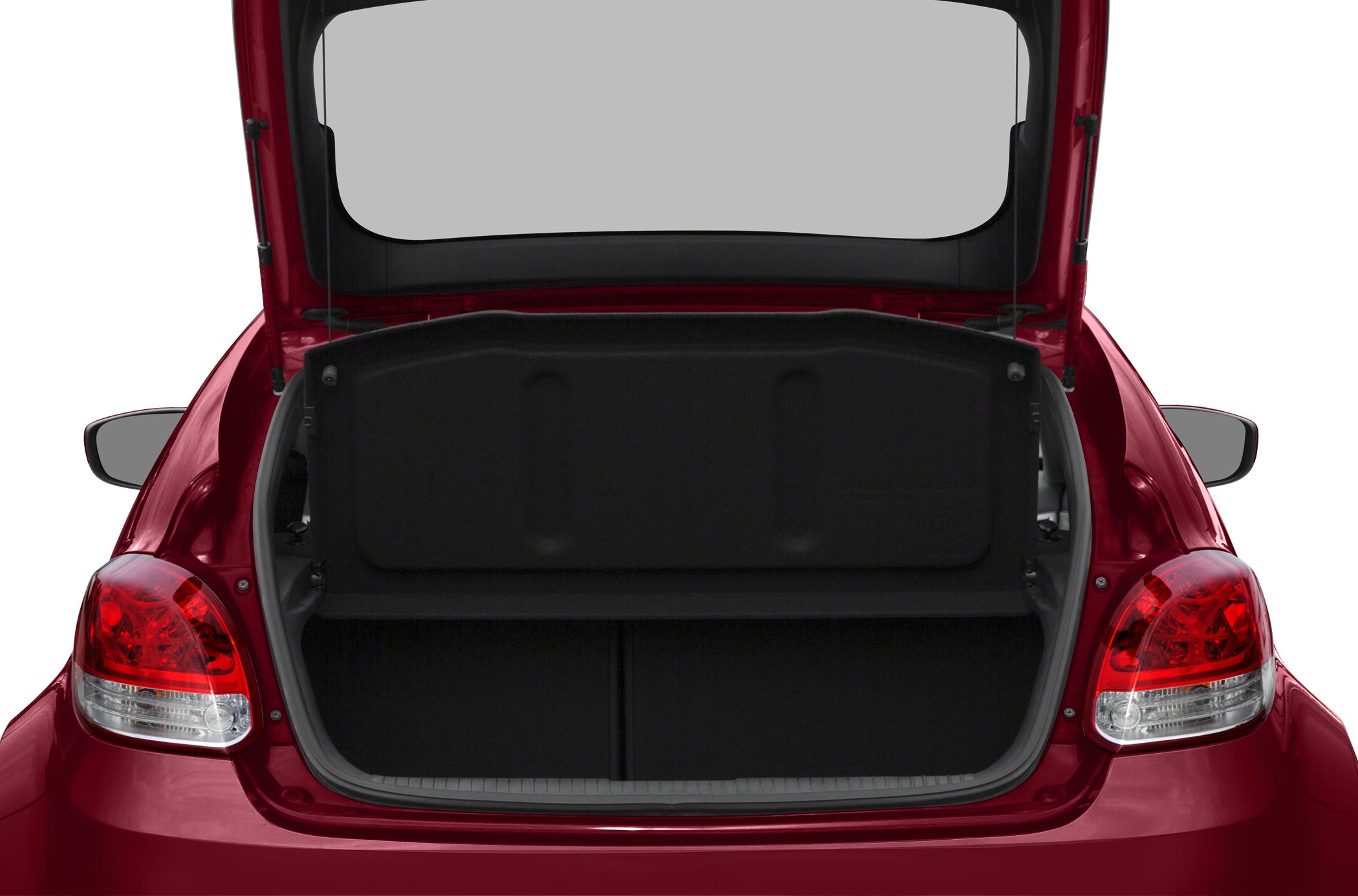 Open rear hatchback trunk with visible cargo space and rear lights