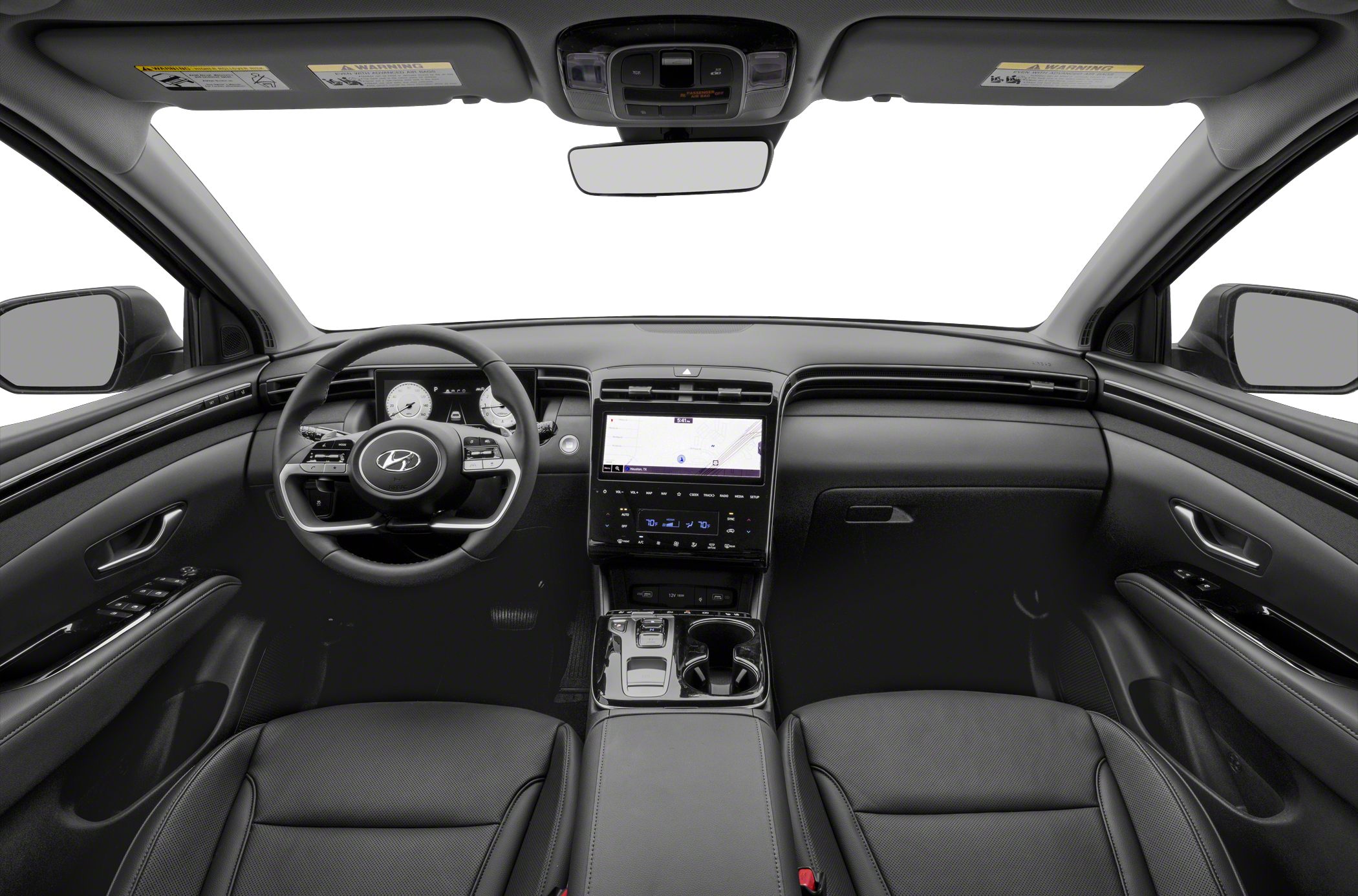 Digital dashboard with touchscreen and multifunction steering wheel