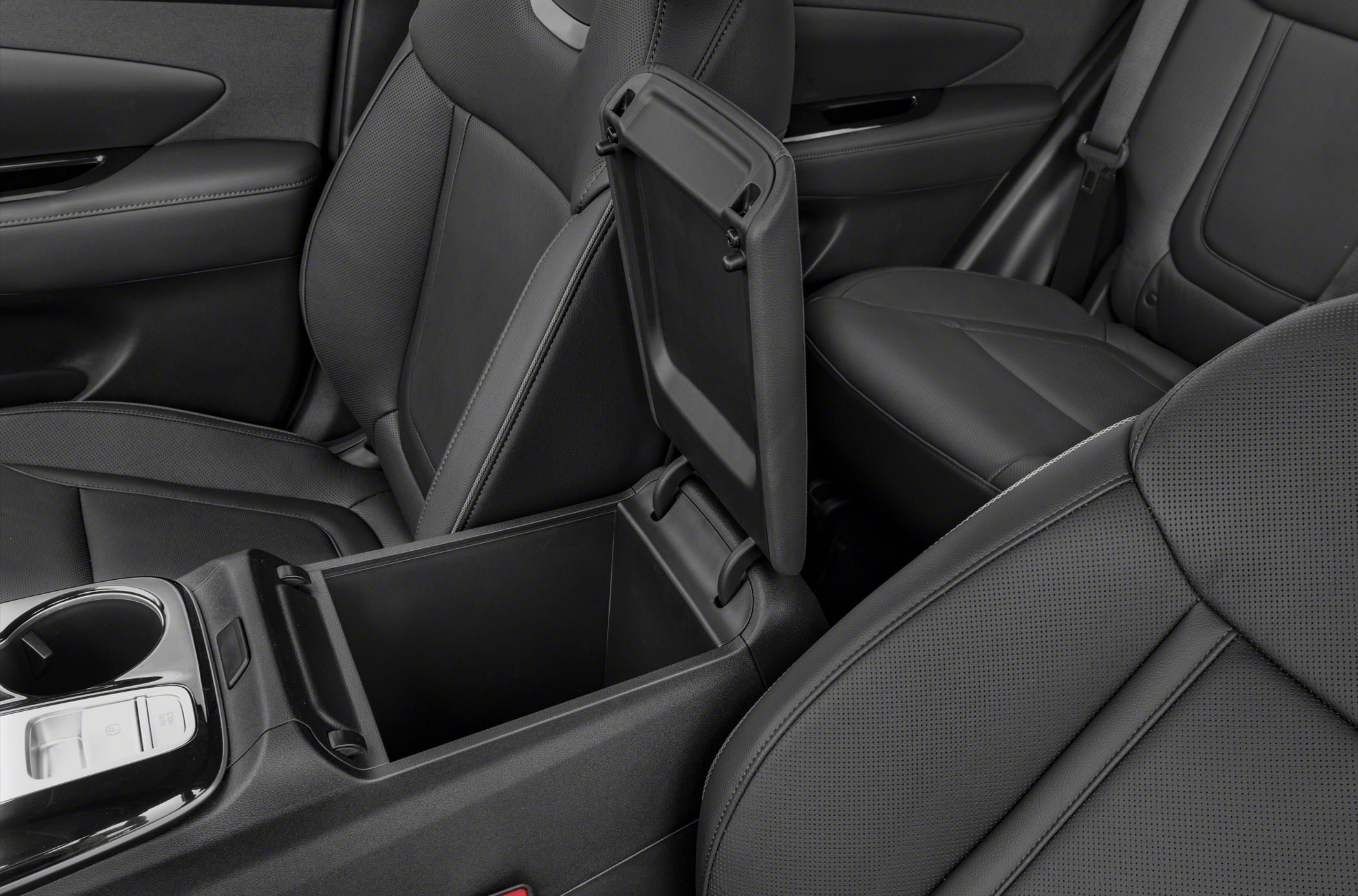 Open center console storage with leather car seats