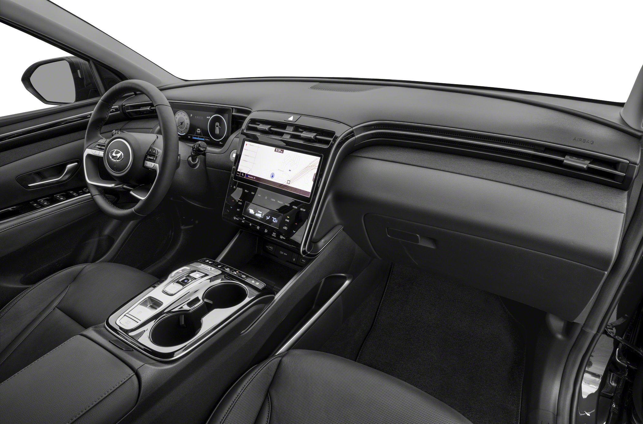 Modern dashboard with digital display and touchscreen center console