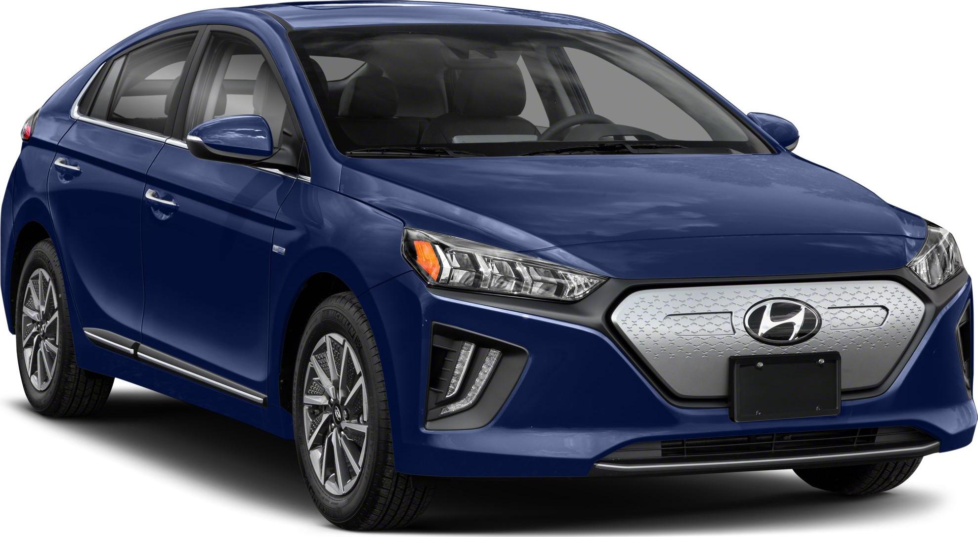Closed front grille and LED headlights of a modern compact hatchback