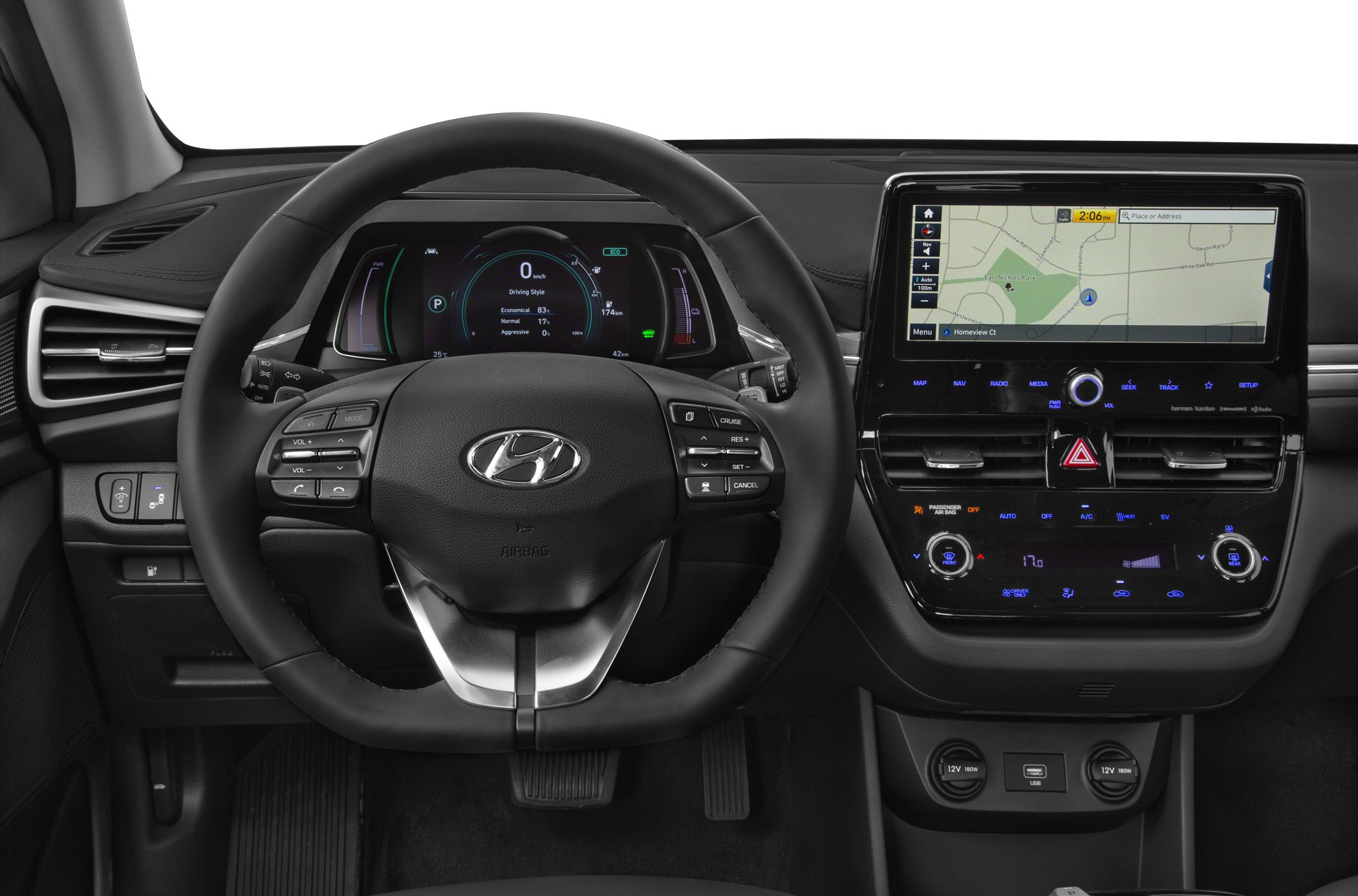 Digital instrument cluster and touchscreen navigation system with steering wheel controls