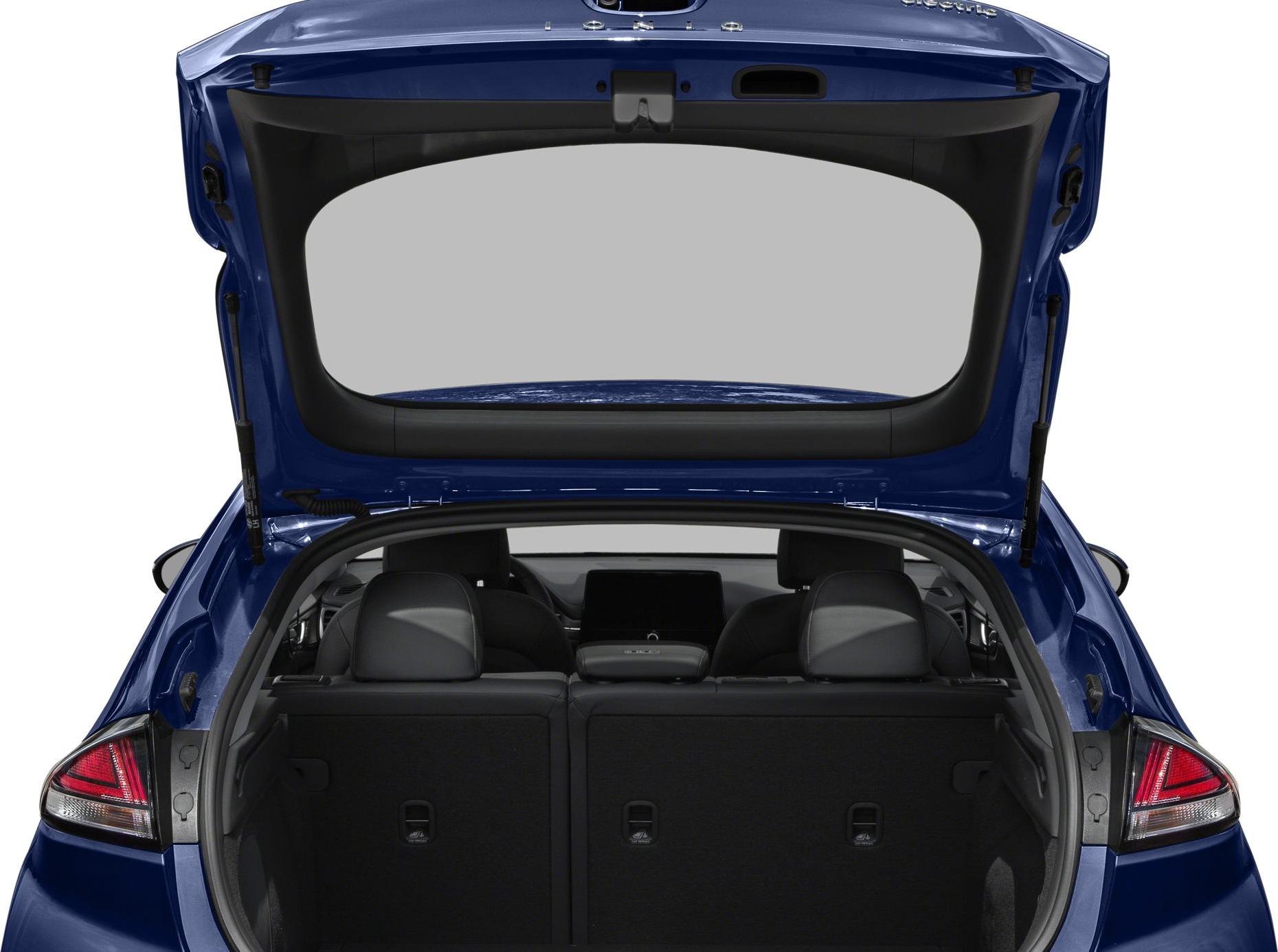 Open hatchback trunk showing rear cargo space and seats