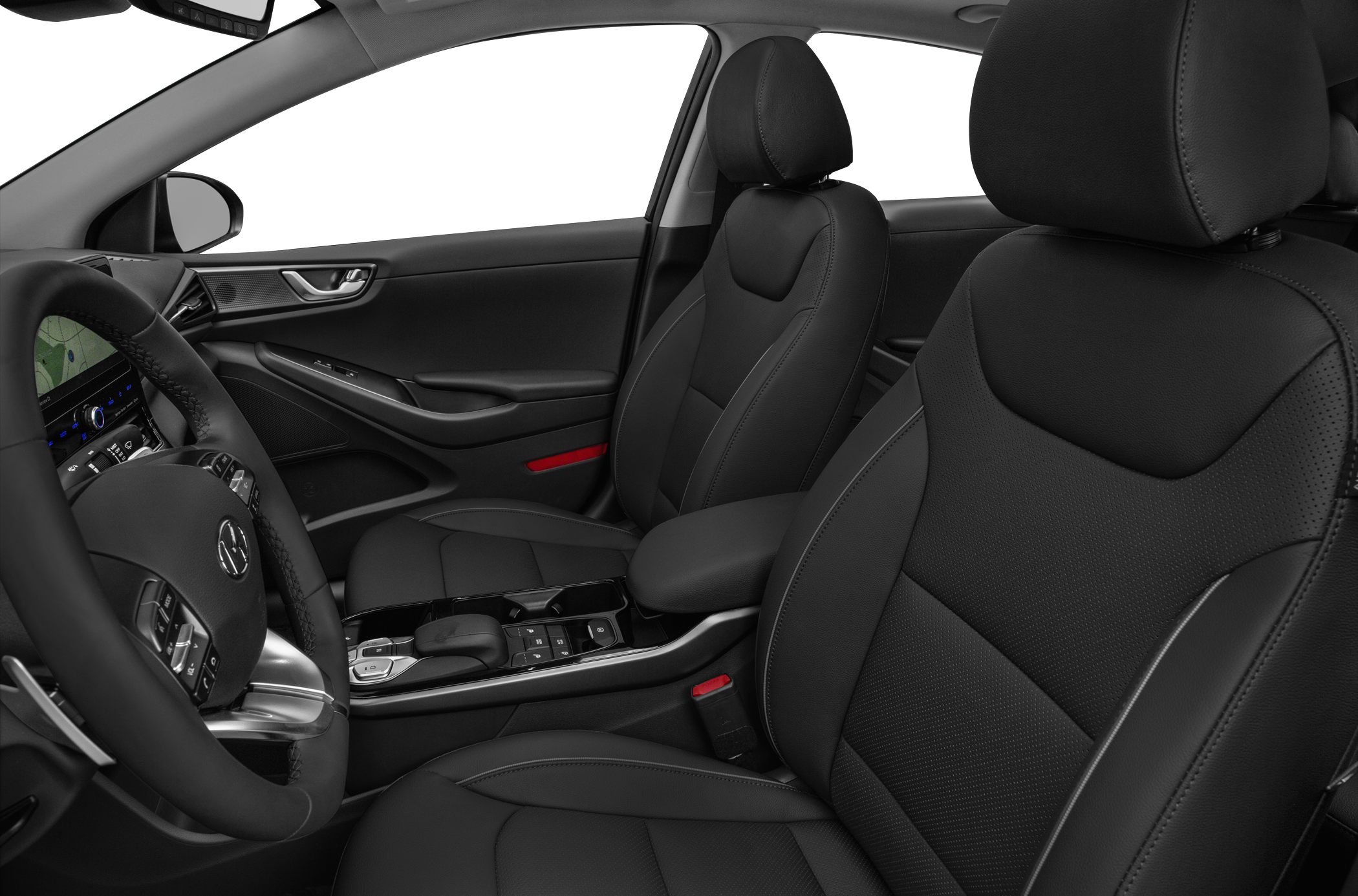 Black modern seats and center console with controls