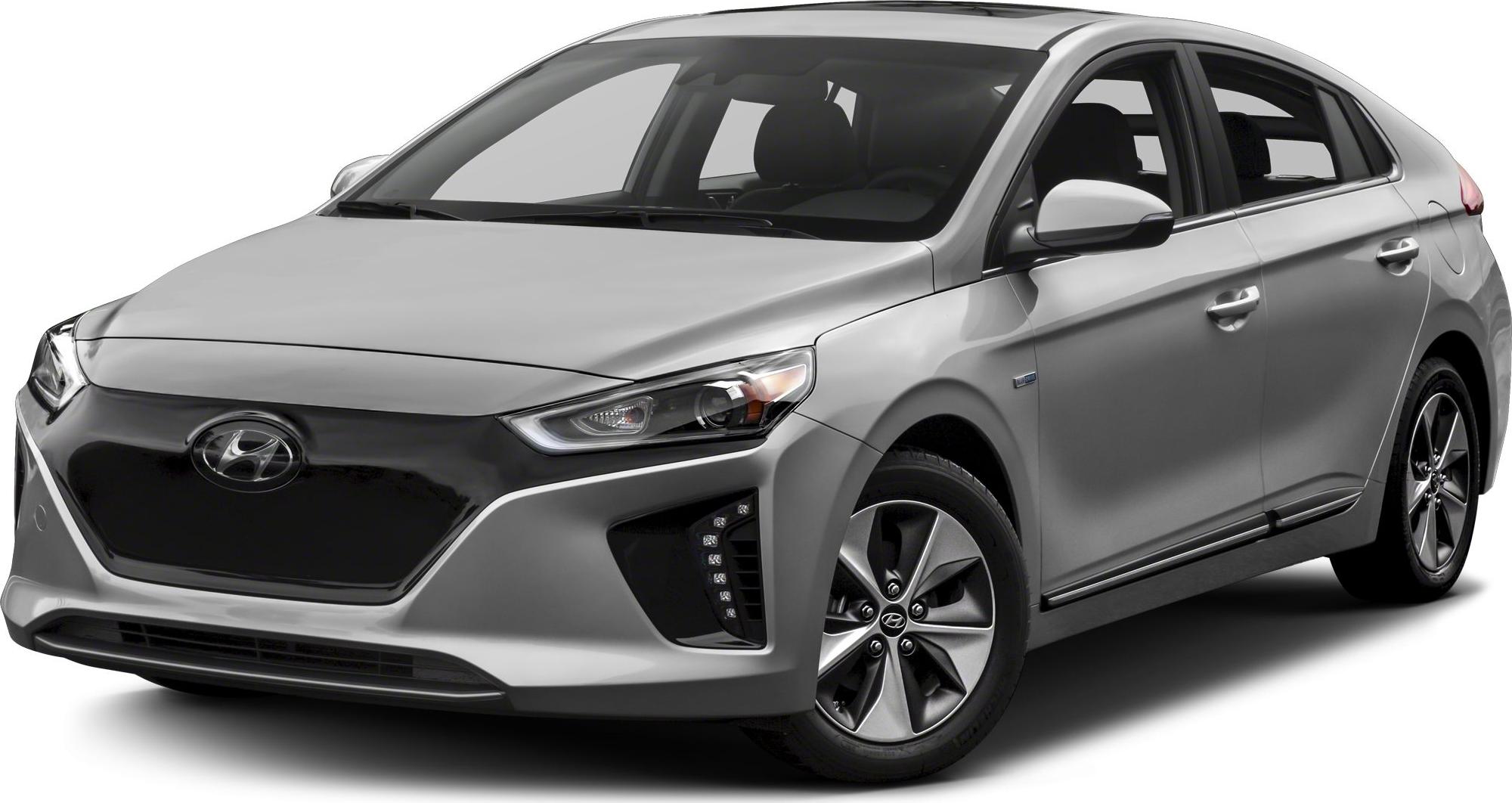 Front view of a compact hatchback with aerodynamic shape and LED headlights