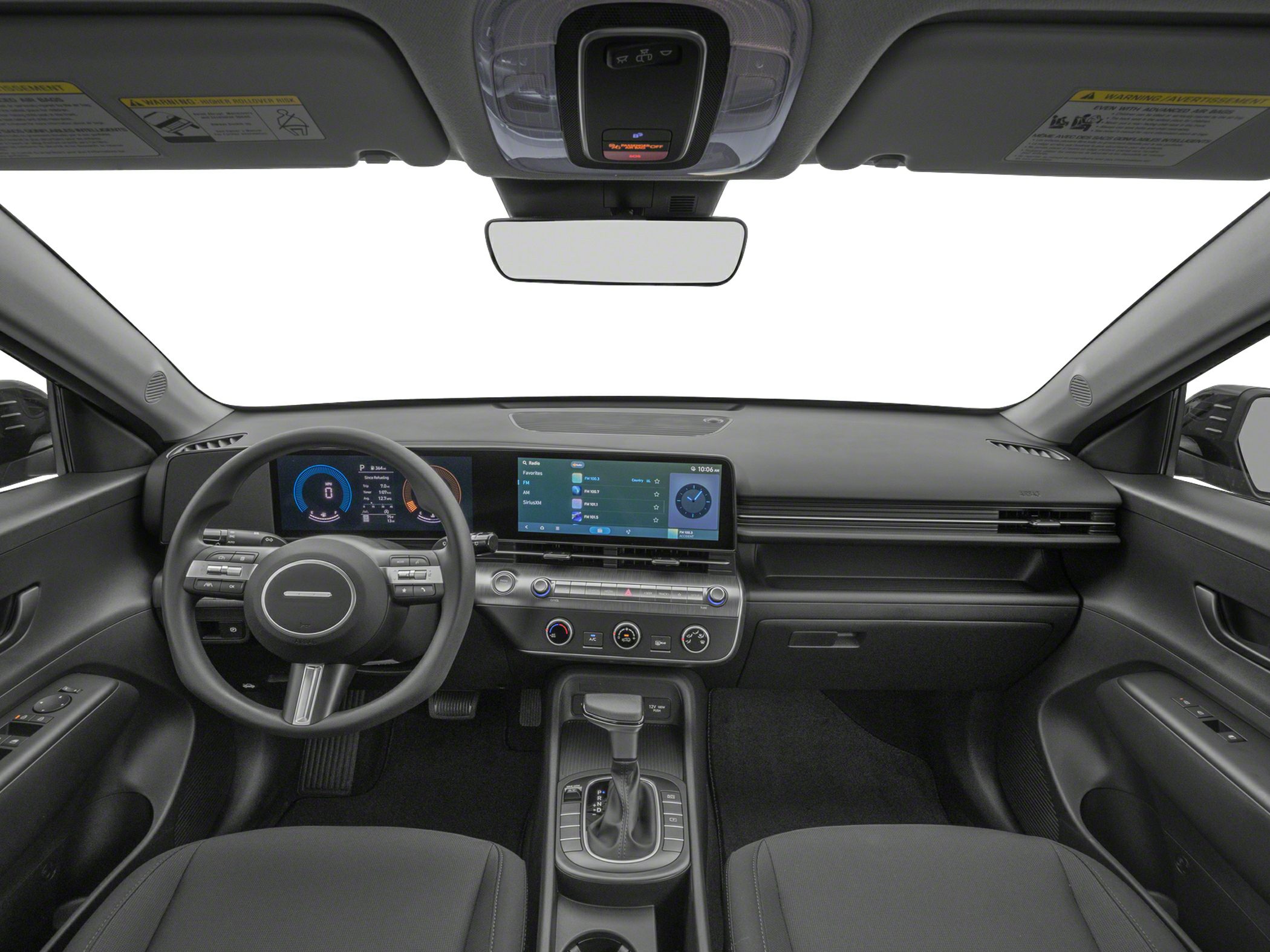 Digital instrument cluster and infotainment touchscreen with center console