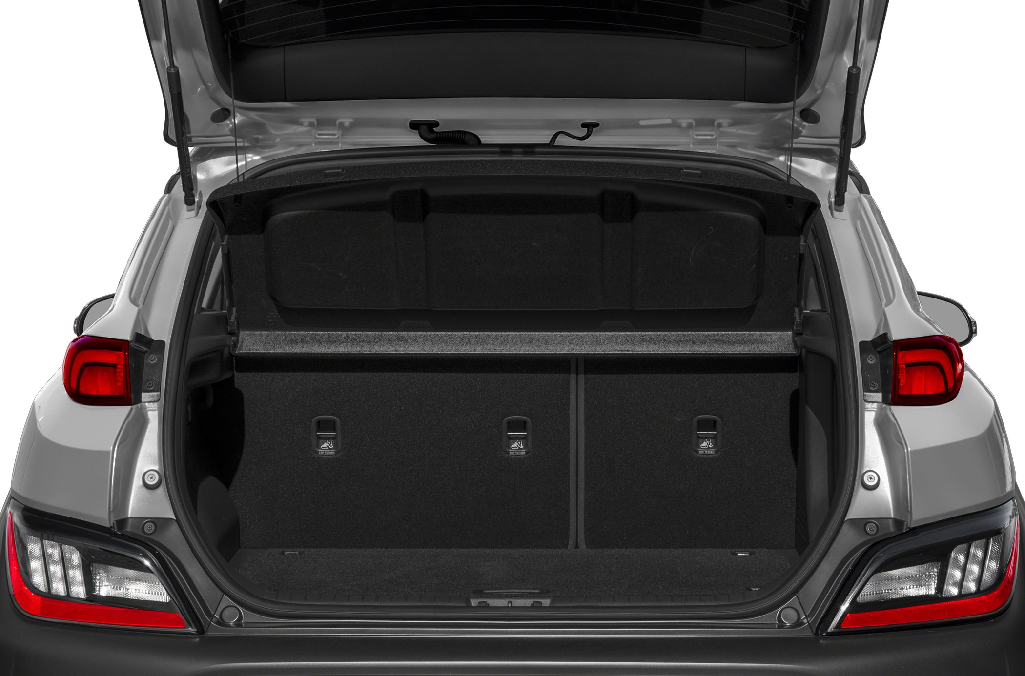 Open rear trunk and spacious cargo area of a compact SUV