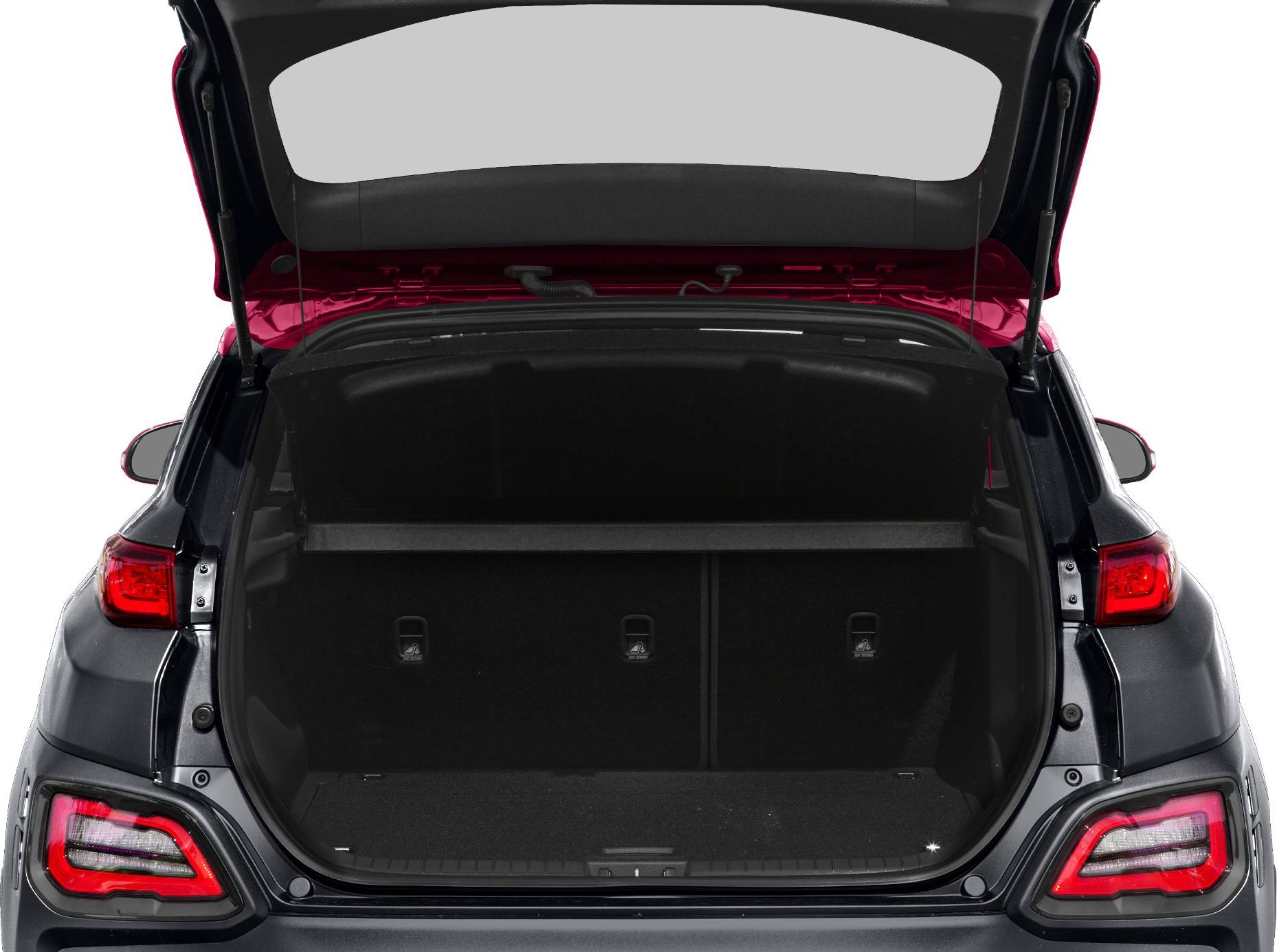 Open rear trunk with spacious cargo area and rear seatback