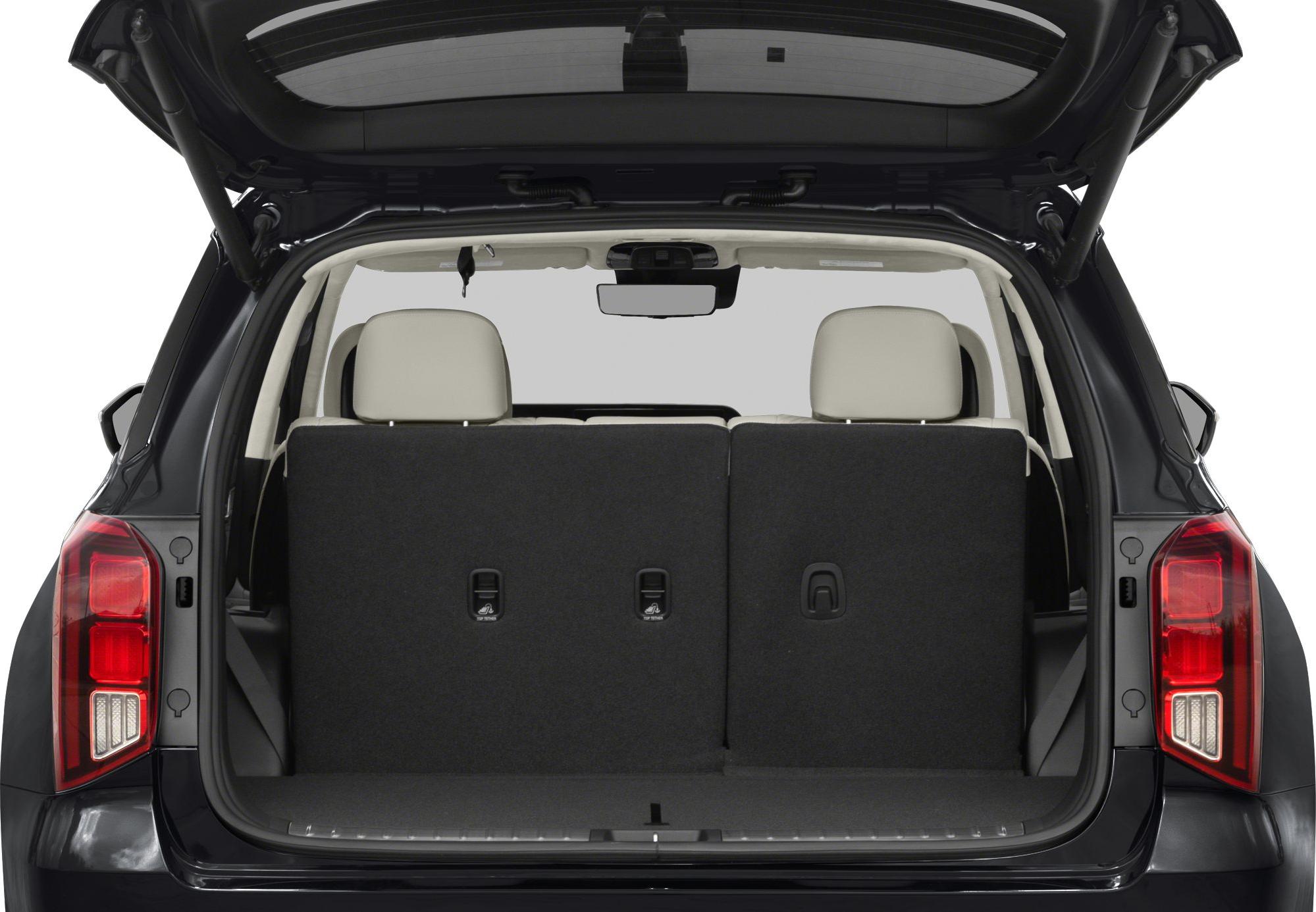 Rear cargo space with third-row seats and hatch open