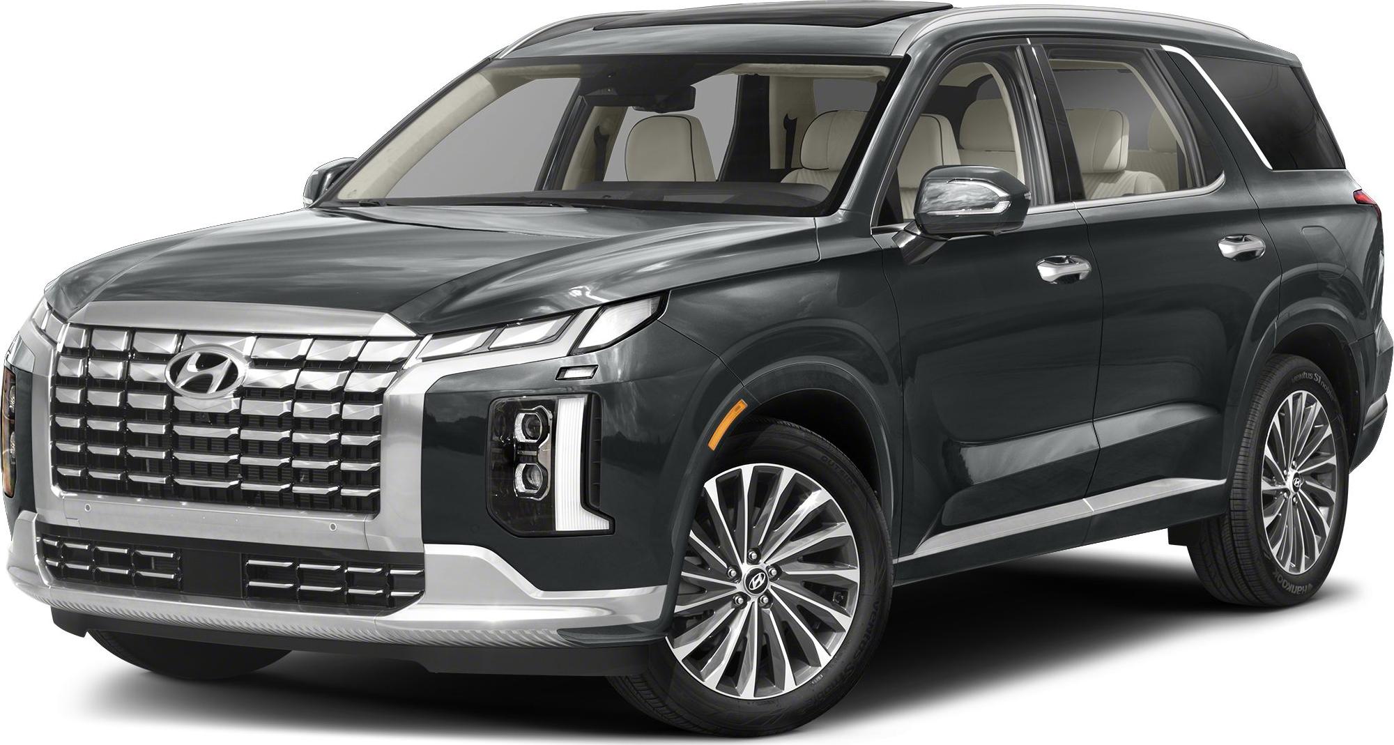 Front and side view of luxury SUV with prominent grille and LED headlights