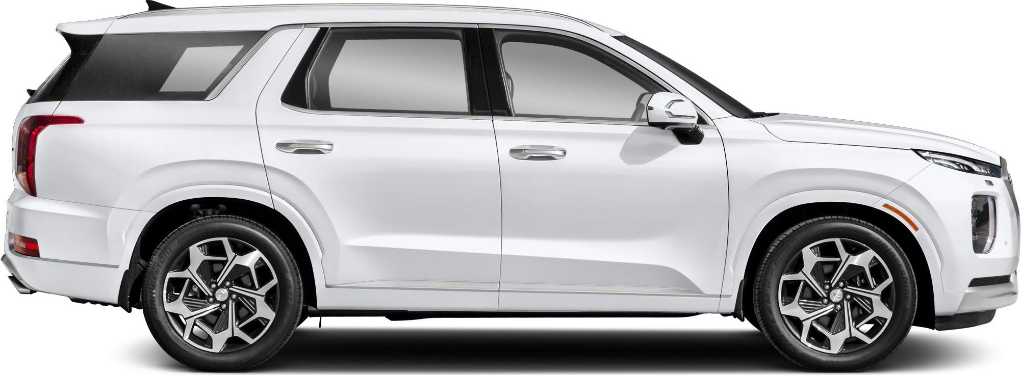 Side profile of SUV with alloy wheels and LED headlights