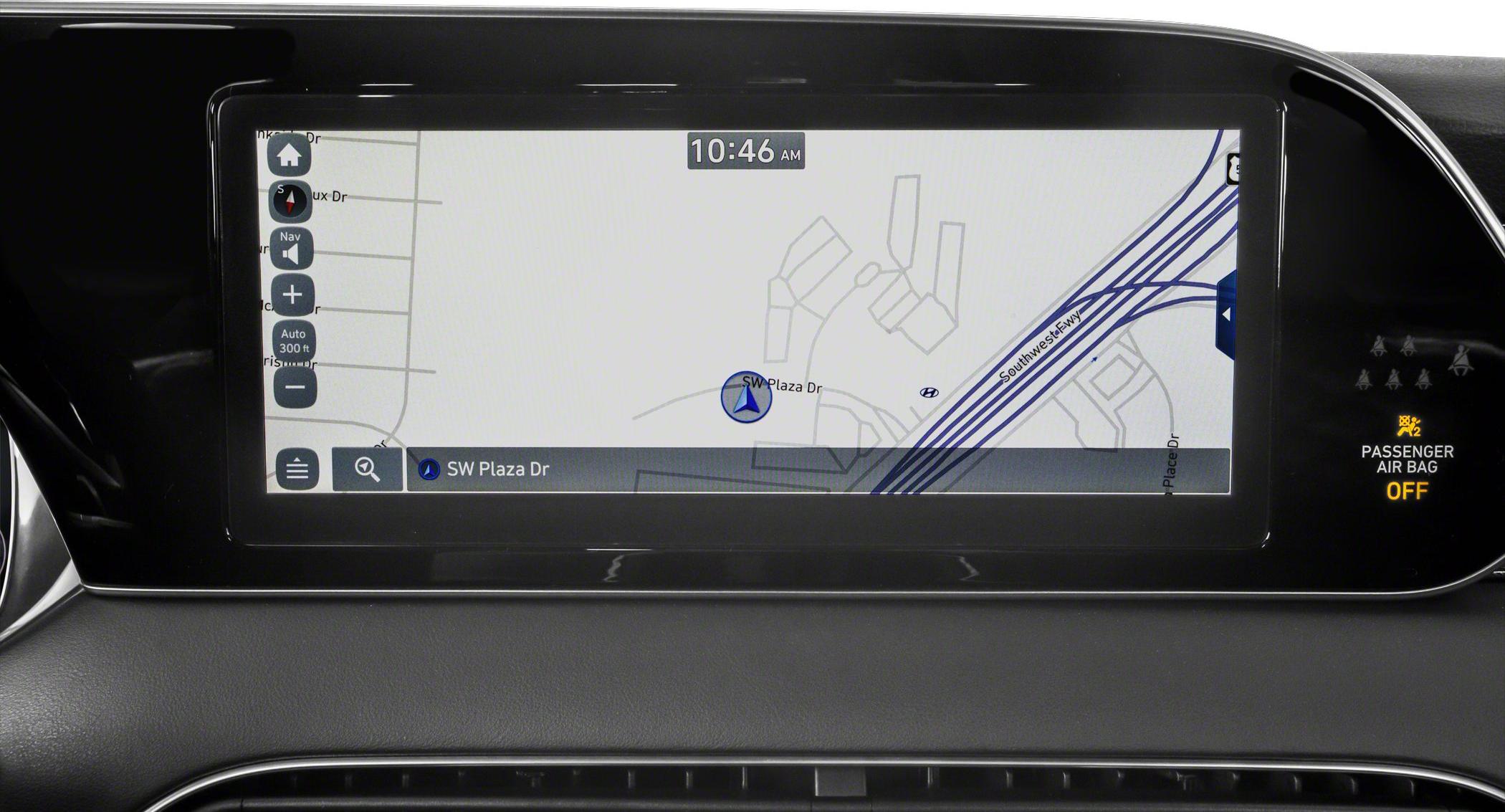 Built-in navigation system with digital map and time display