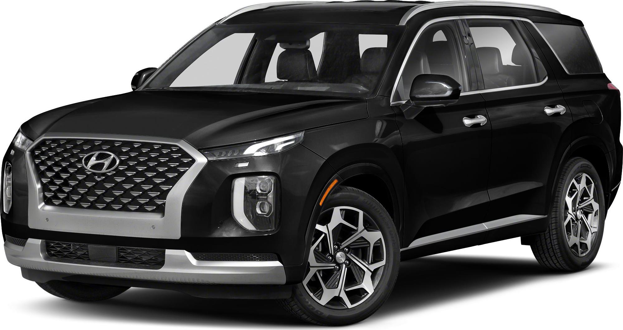 Front 3/4 black SUV with prominent grille and modern headlights