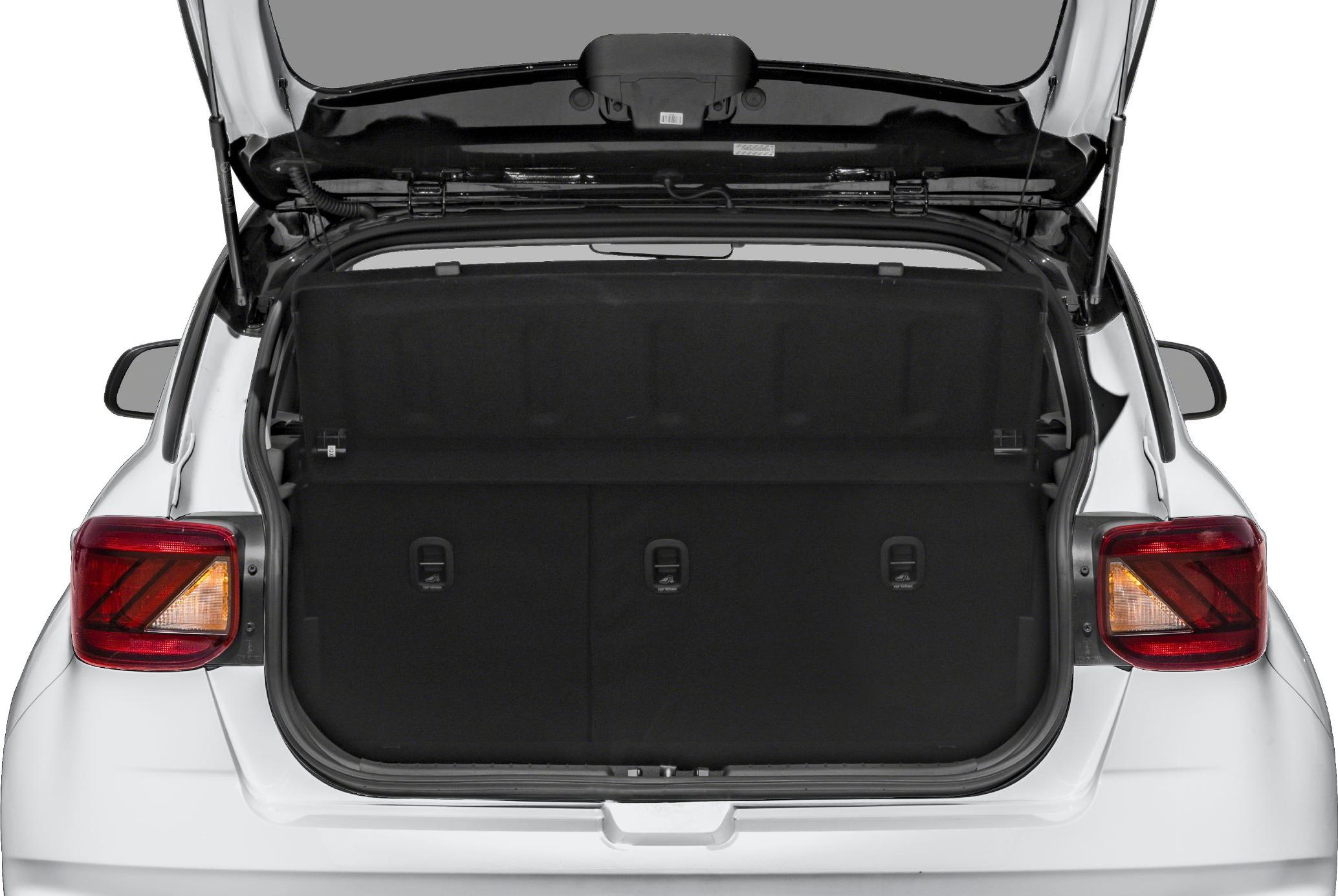 Open trunk with spacious cargo area and rear seats visible