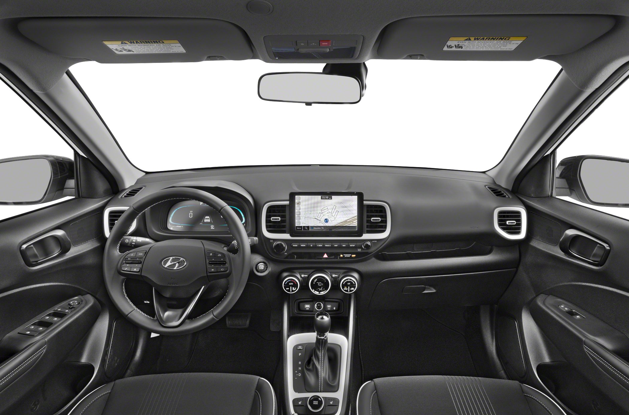 Digital instrument cluster and touchscreen infotainment on modern car dashboard