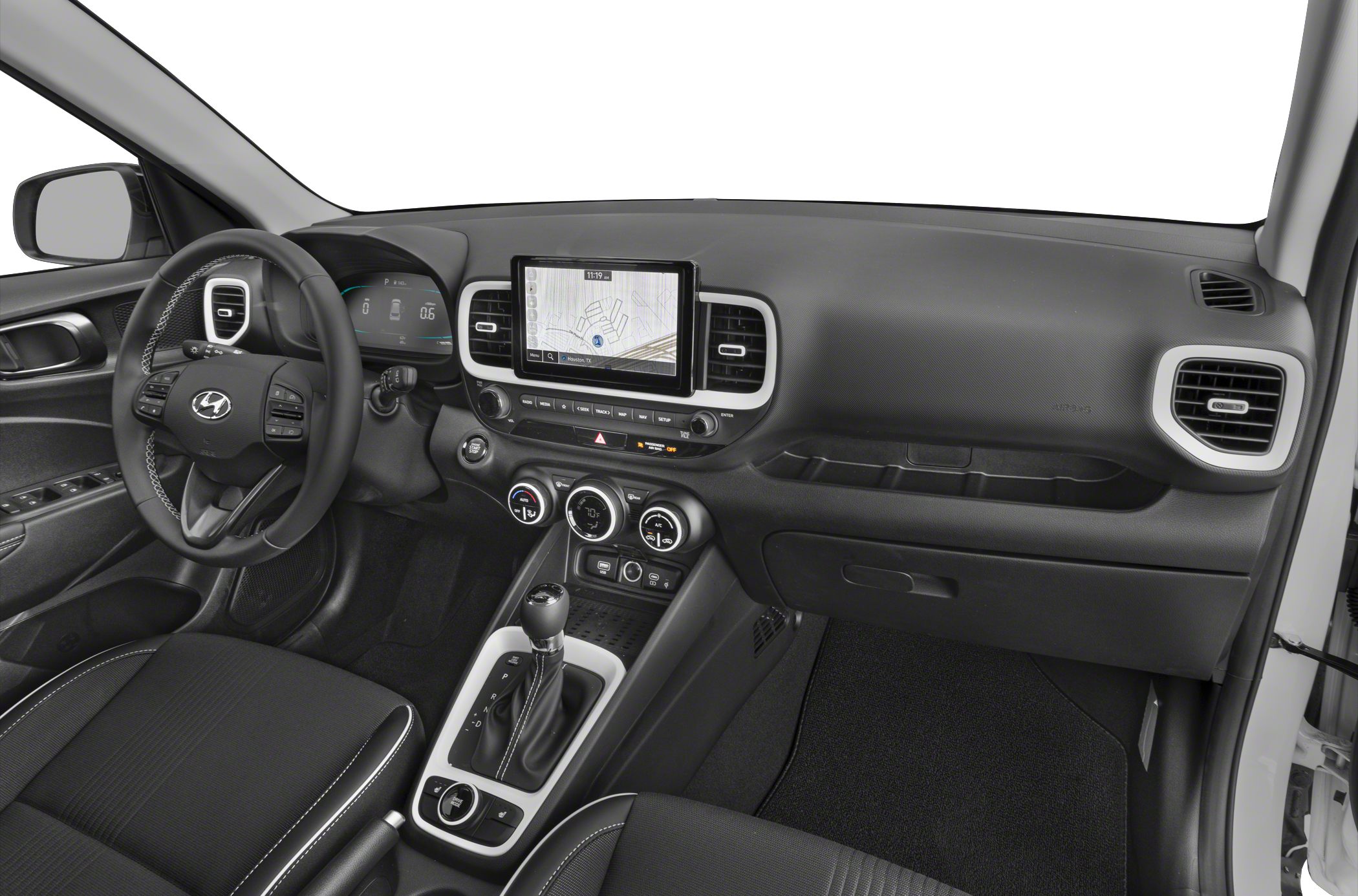 Digital instrument cluster and touchscreen infotainment system with automatic gear shift
