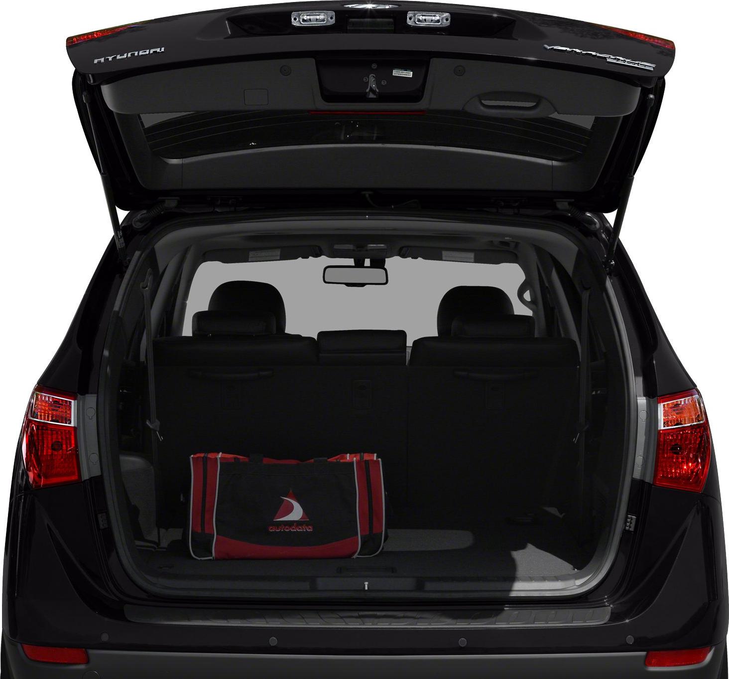 Open rear hatch with visible cargo space and rear seats