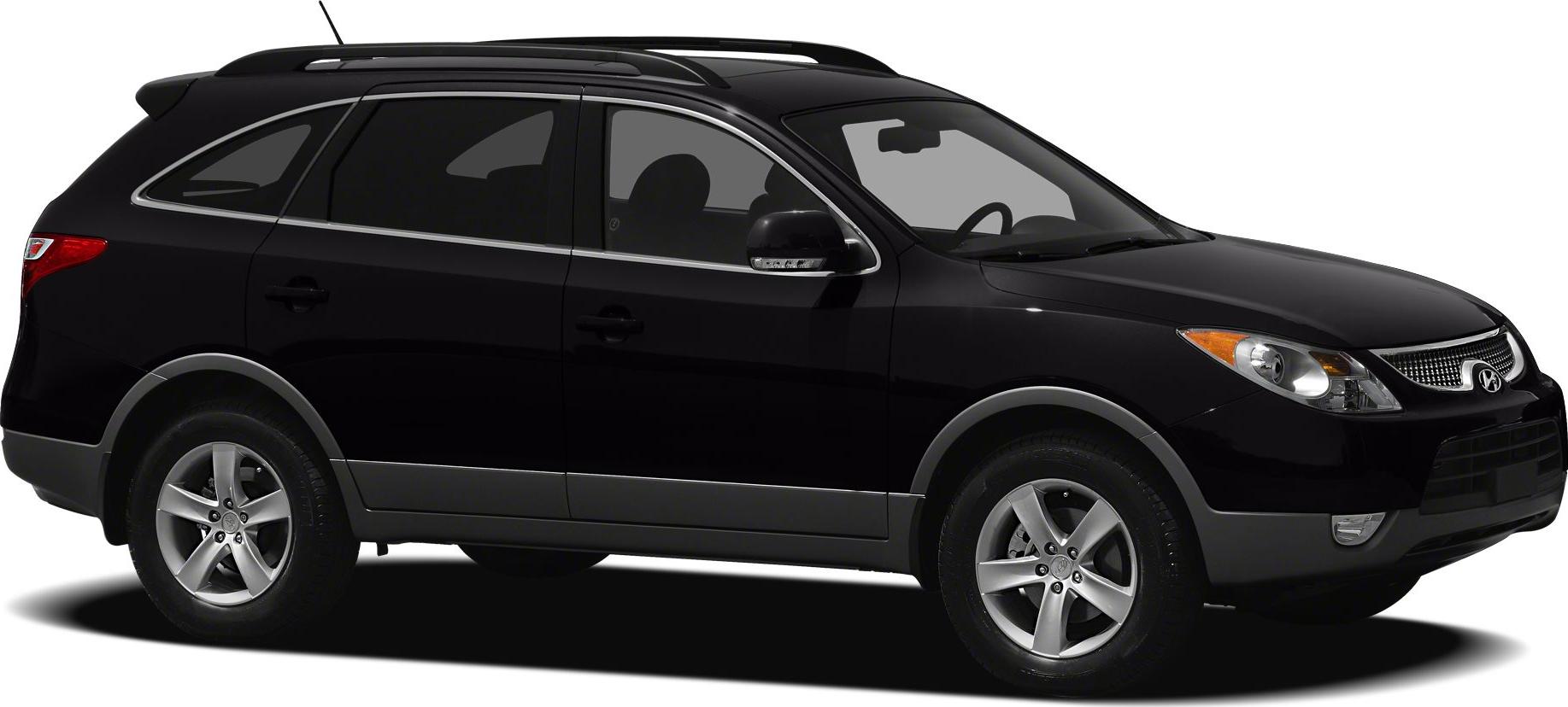 Side view of a black mid-size SUV with roof rails and alloy wheels