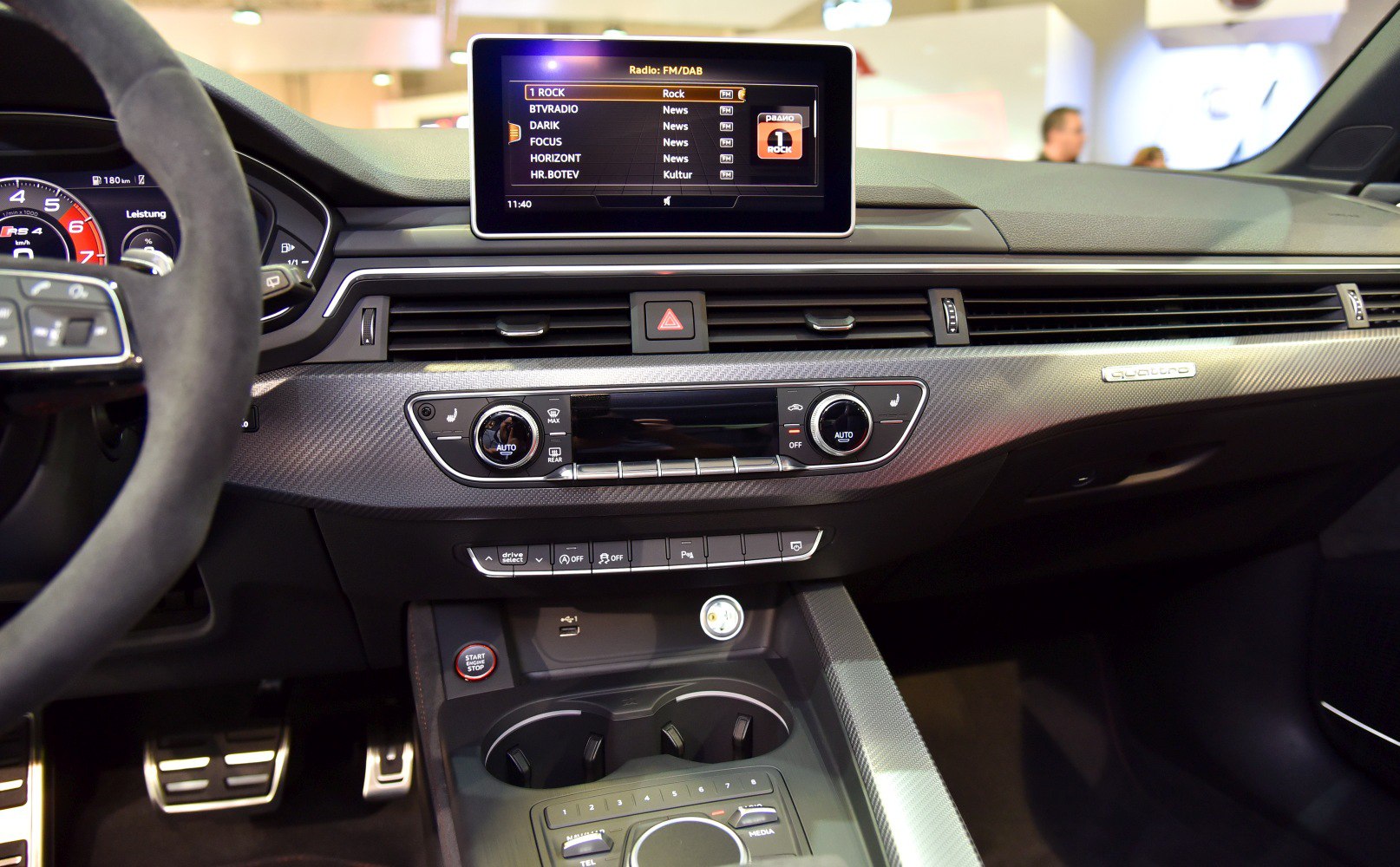 Audi RS 4 Avant interior with digital dashboard and multimedia display