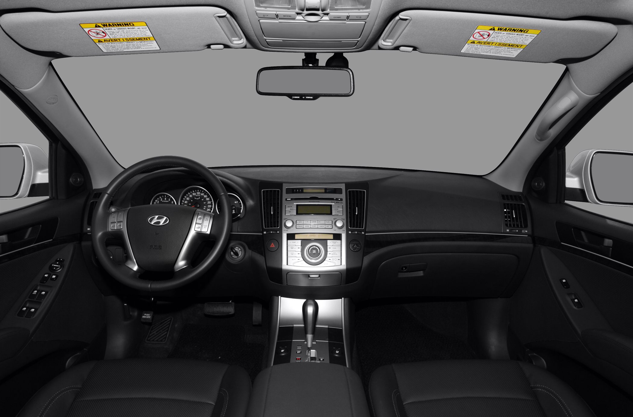 Dashboard and steering wheel with center console and instrument cluster