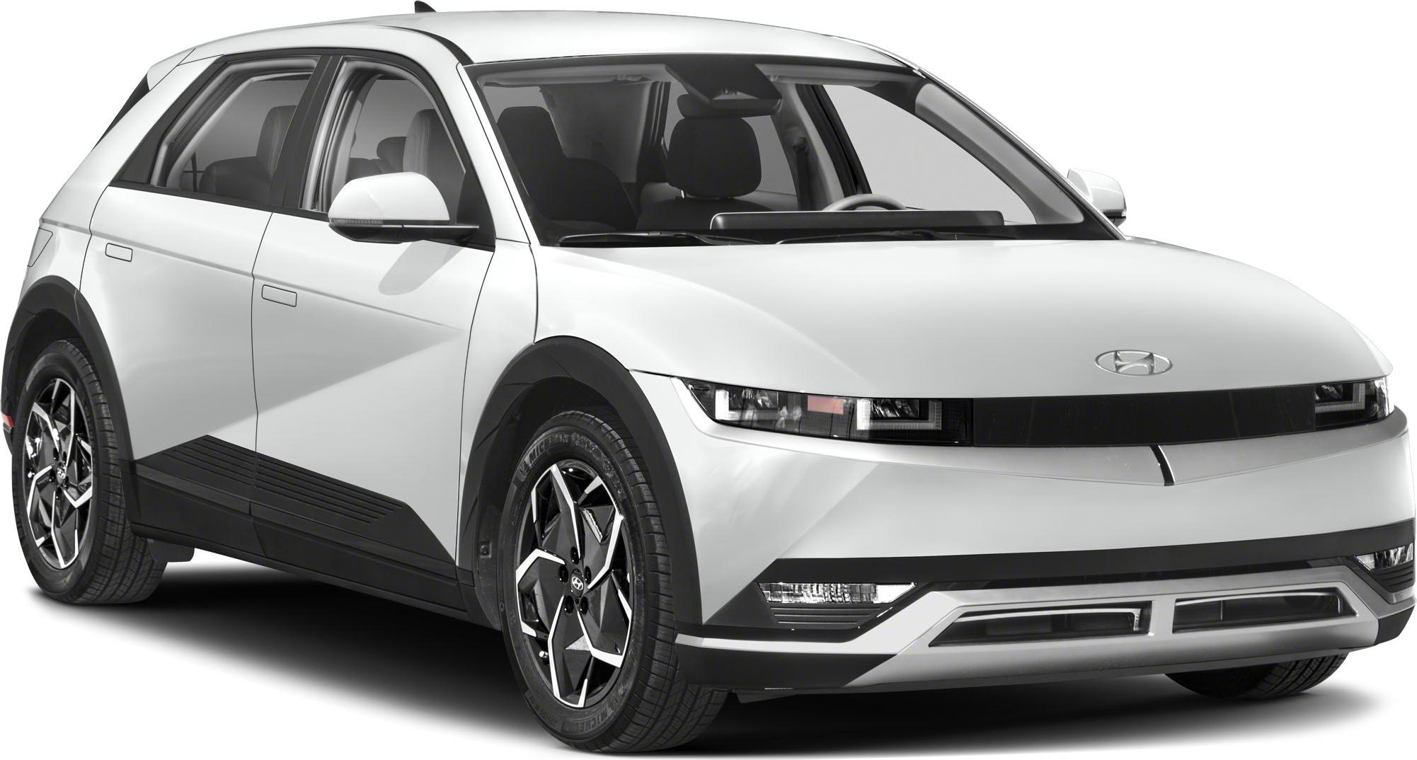 Futuristic front side view of a sleek electric SUV with modern headlights and wheels