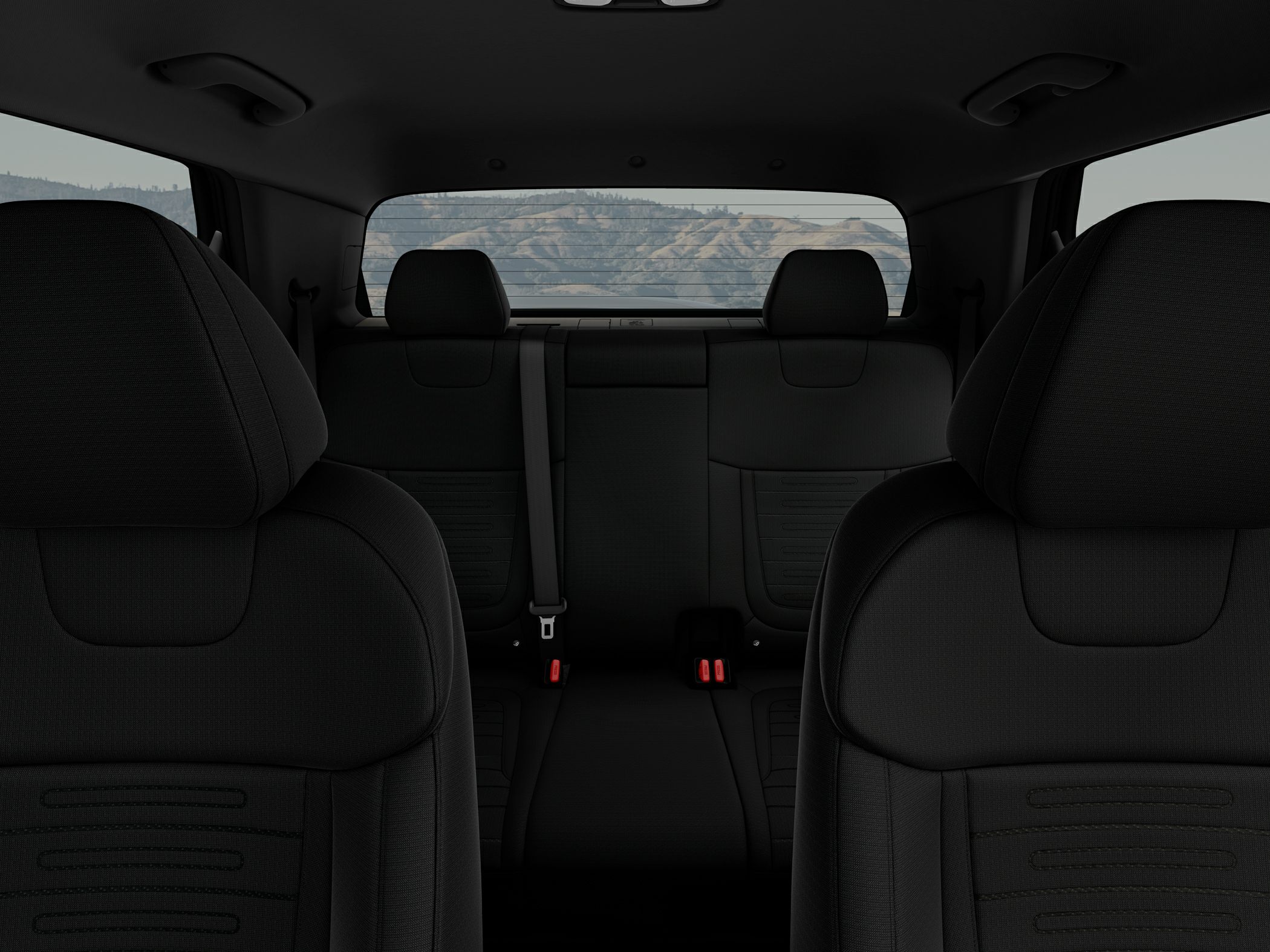 Rear seating area and headrests in vehicle interior