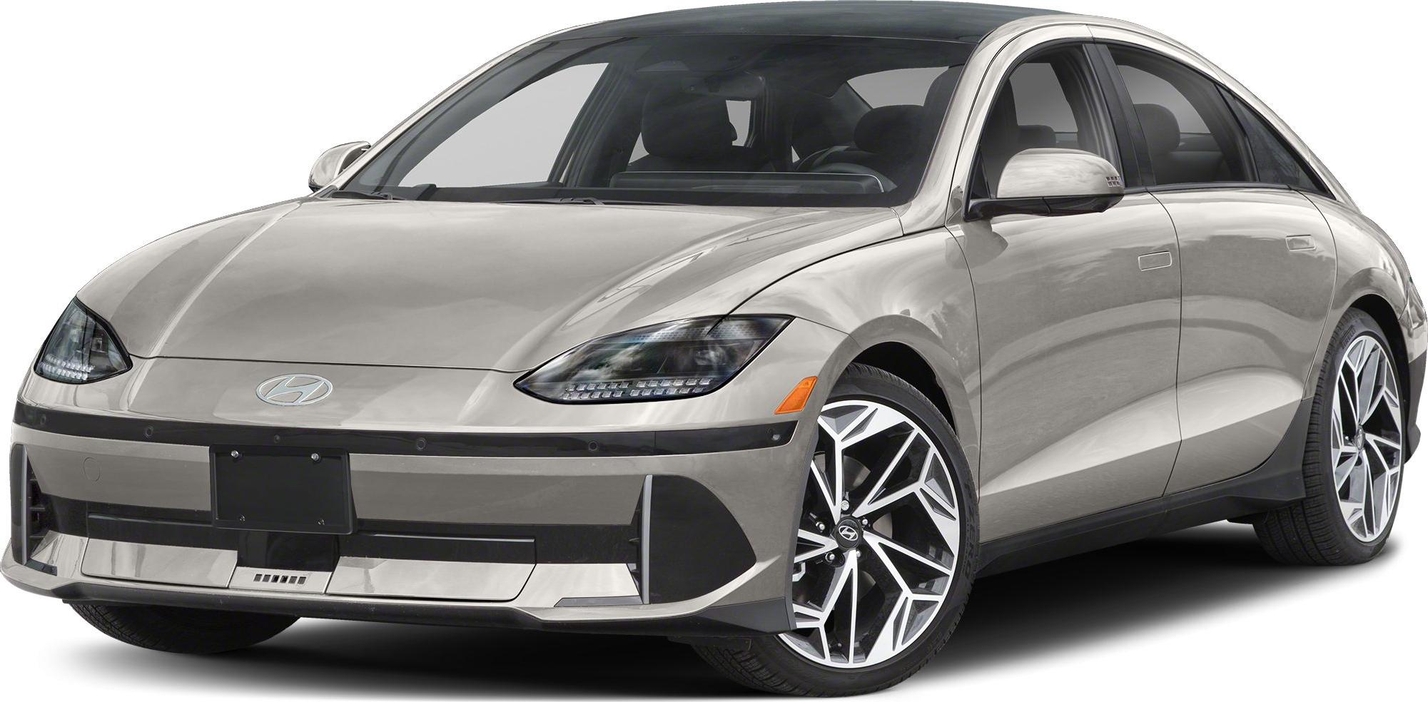 Front fascia and alloy wheels of sleek modern electric sedan