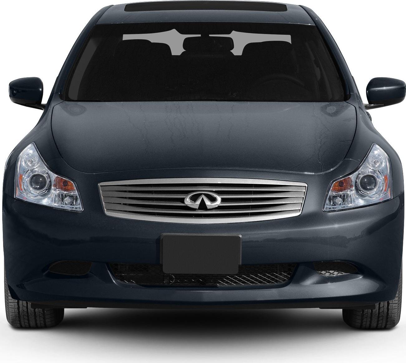 Front view with distinctive headlights and horizontal grille