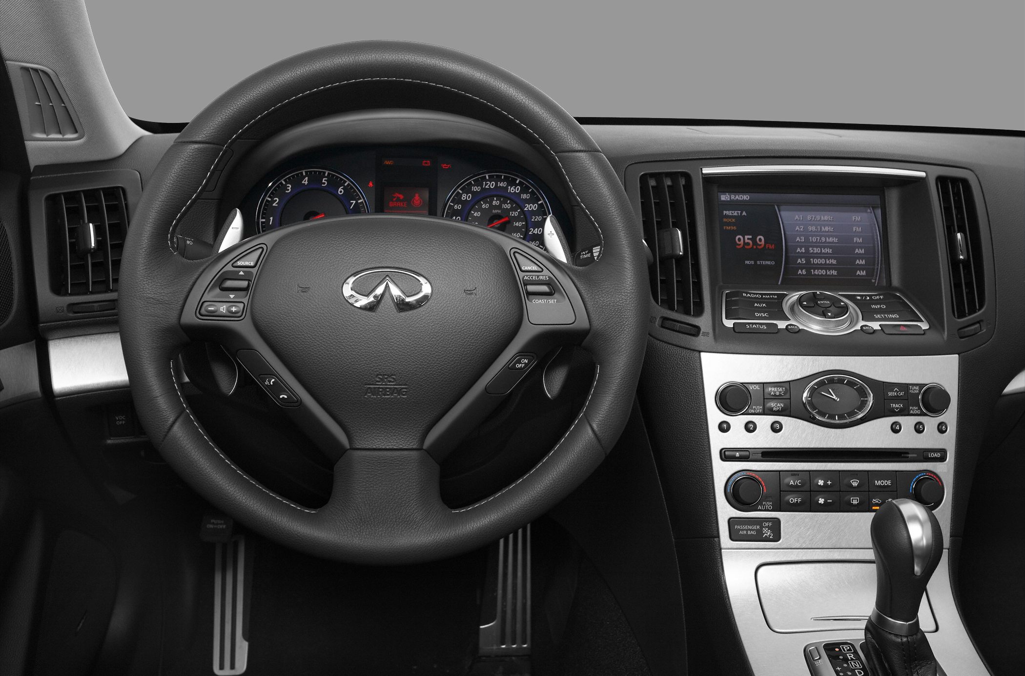 Multifunction steering wheel and advanced dashboard with infotainment and climate control
