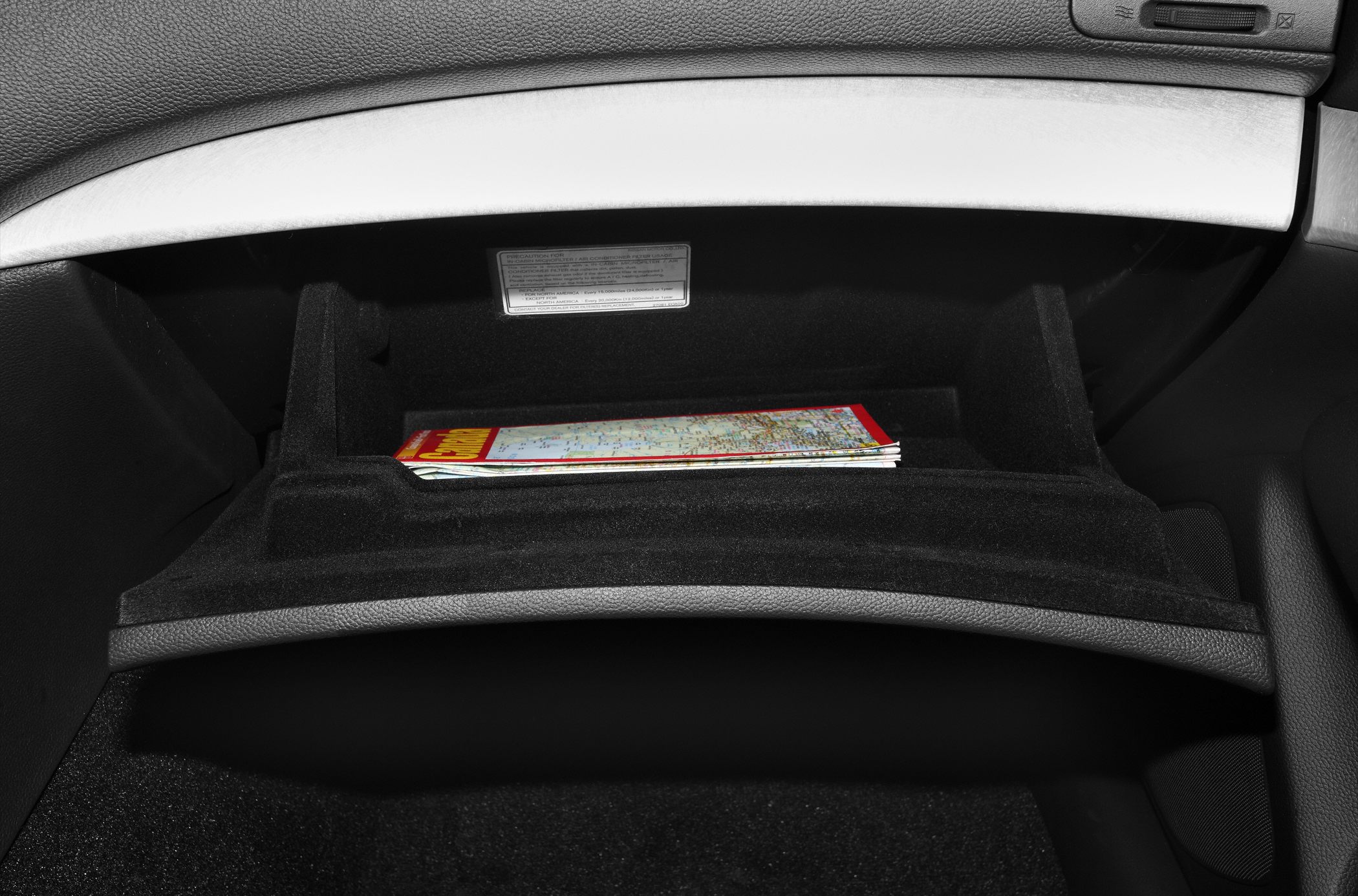 Car glove compartment with map storage