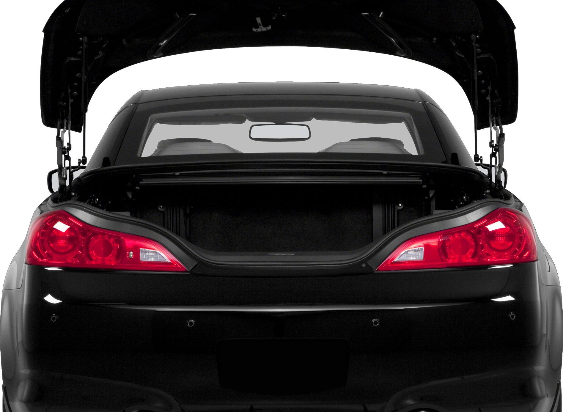 Rear view of convertible with open trunk and visible tail lights