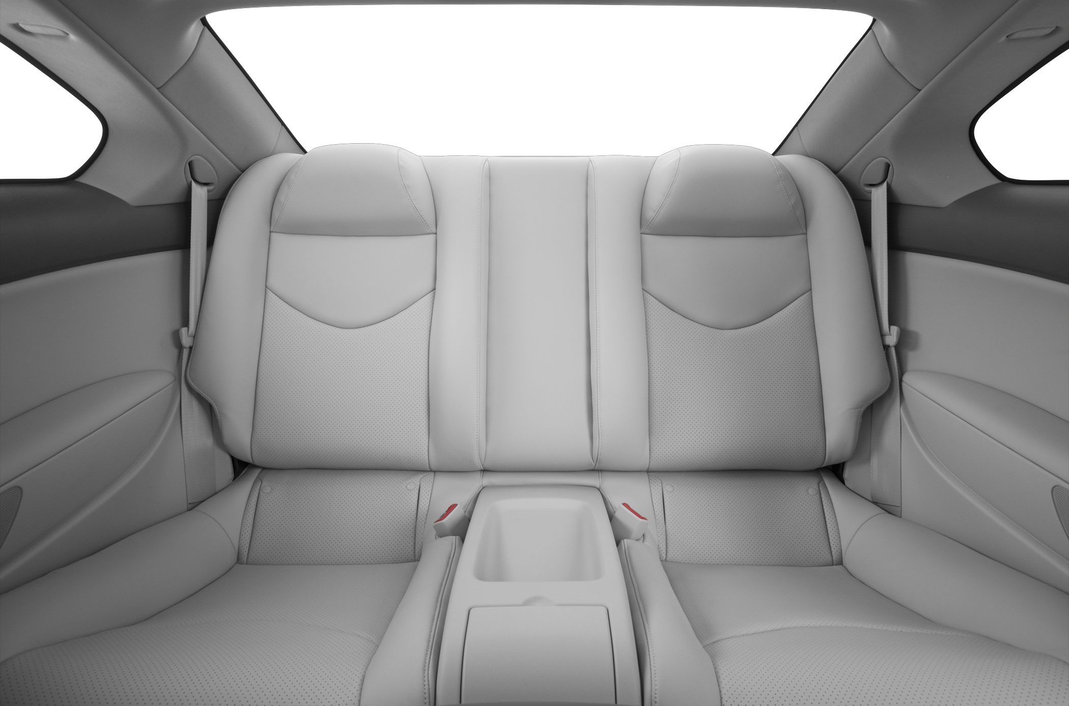 Rear seat interior with leather upholstery and central armrest