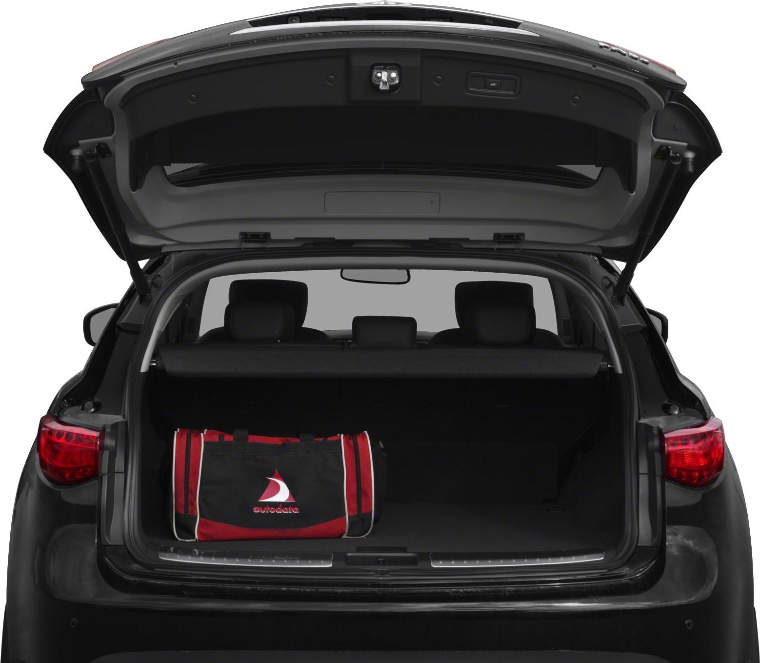 Open trunk space with a bag and visible rear seats