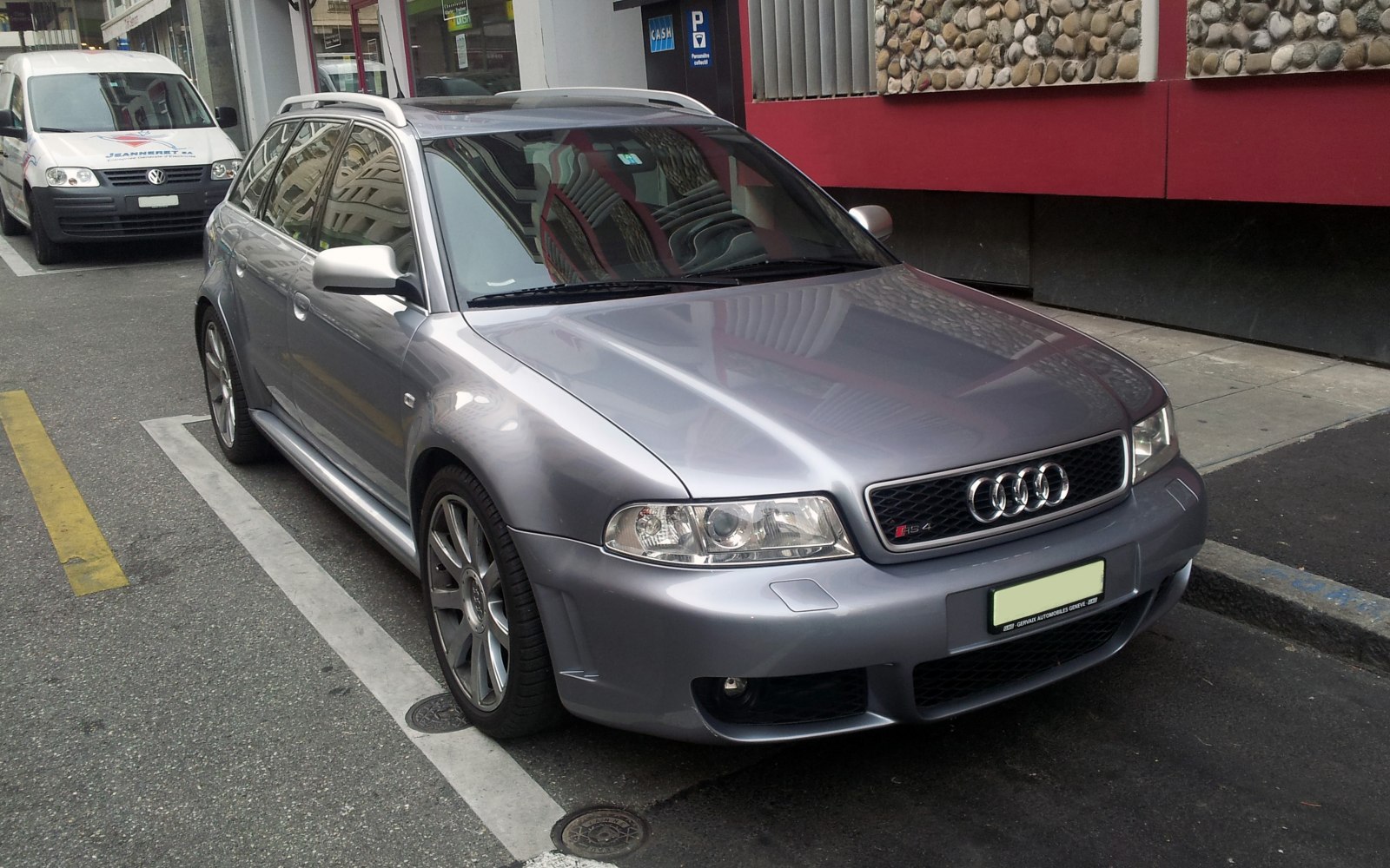 Silver high-performance RS4 Avant 8D B5 front side view with alloy wheels