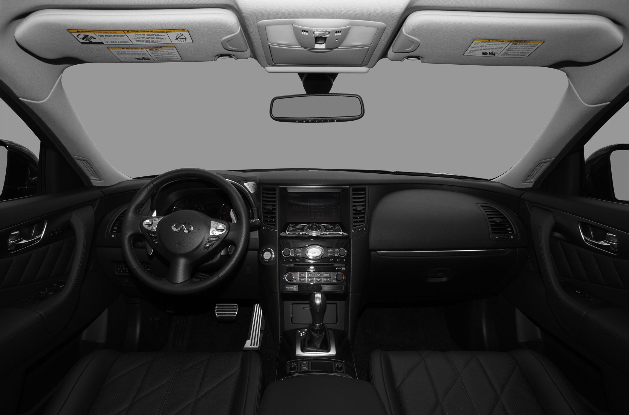 Luxurious dashboard and multifunction steering wheel with center console controls