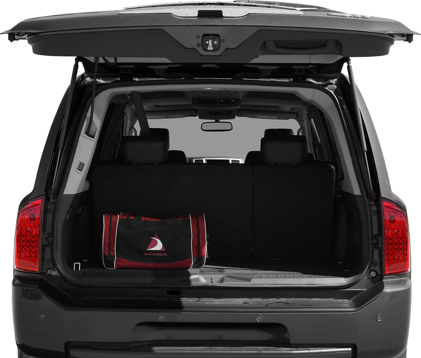 Open tailgate with visible rear cargo space and seats