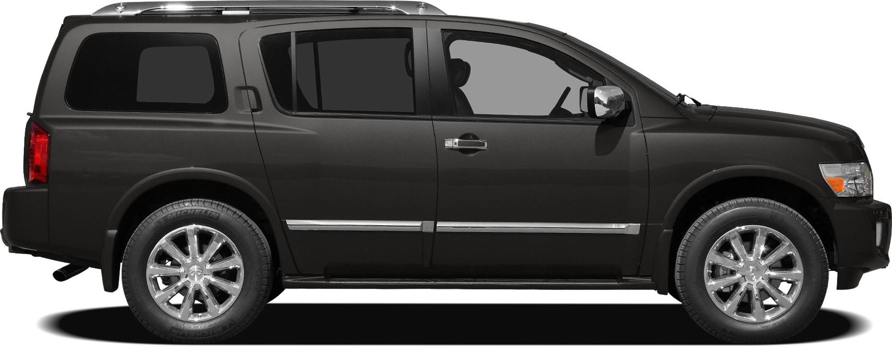 Full side view of large luxury SUV with chrome wheels and tinted windows