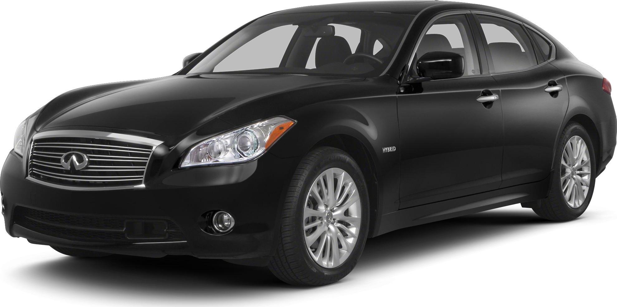 Front side view of a black luxury sedan with hybrid badge and chrome grille