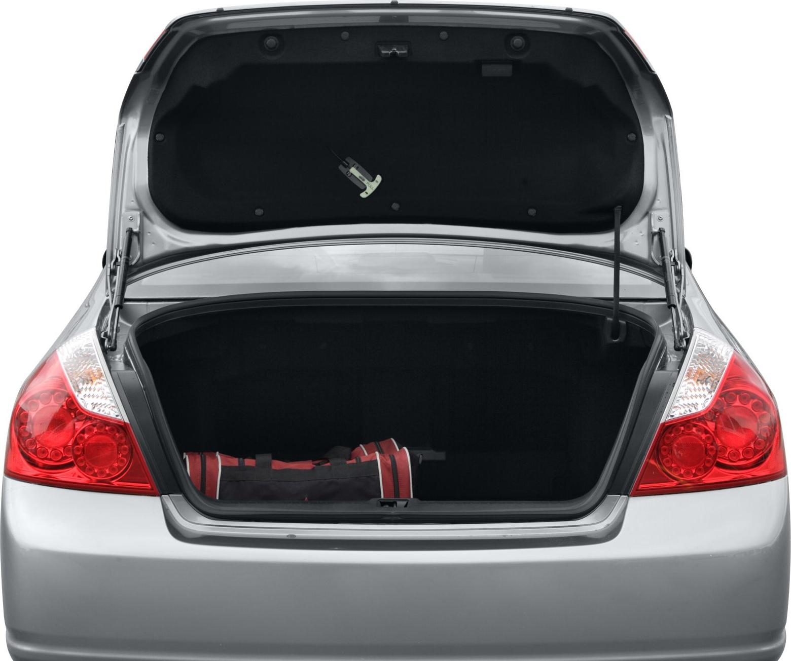Open trunk with visible taillights and spacious cargo area.
