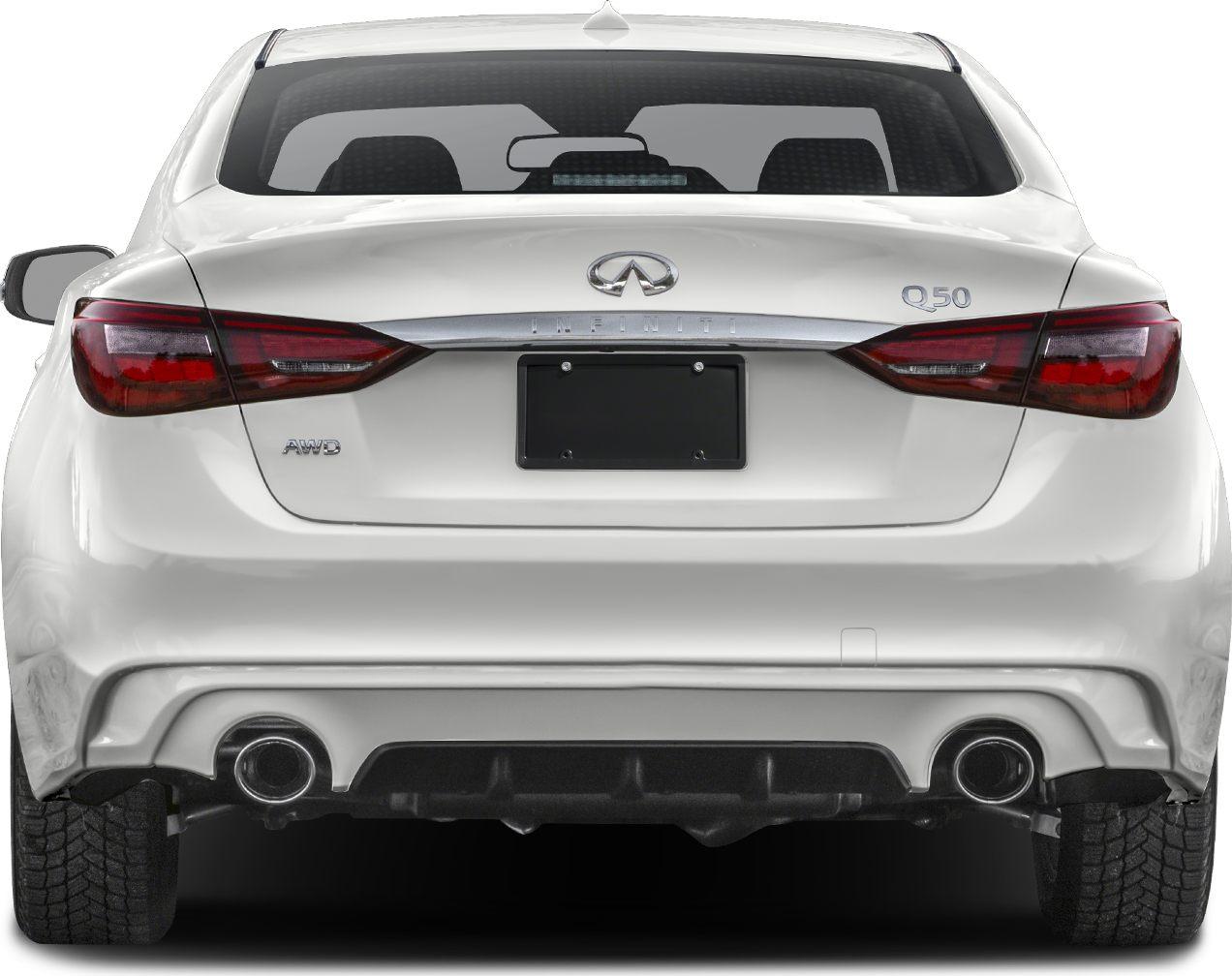 Rear view with LED taillights, dual exhaust, and AWD badge