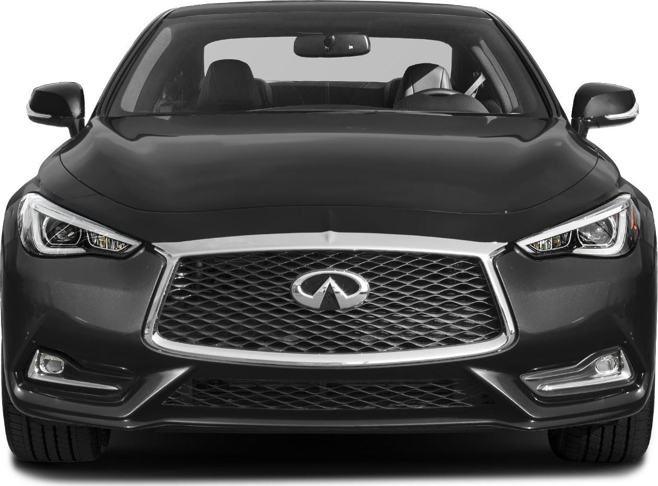 Front grille and sleek headlights close-up of a luxury coupe
