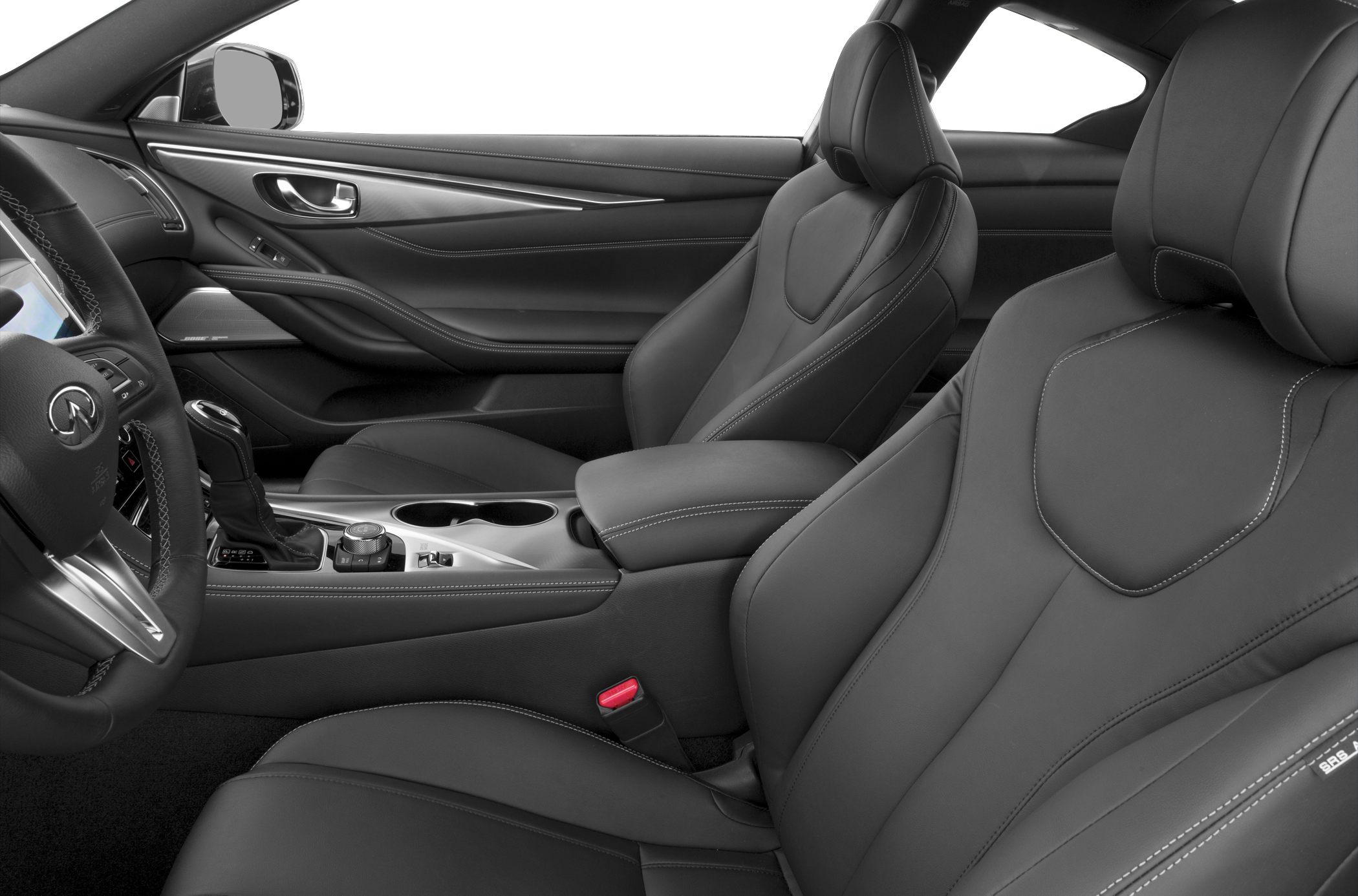 Luxury leather seats with detailed stitching and ergonomic design