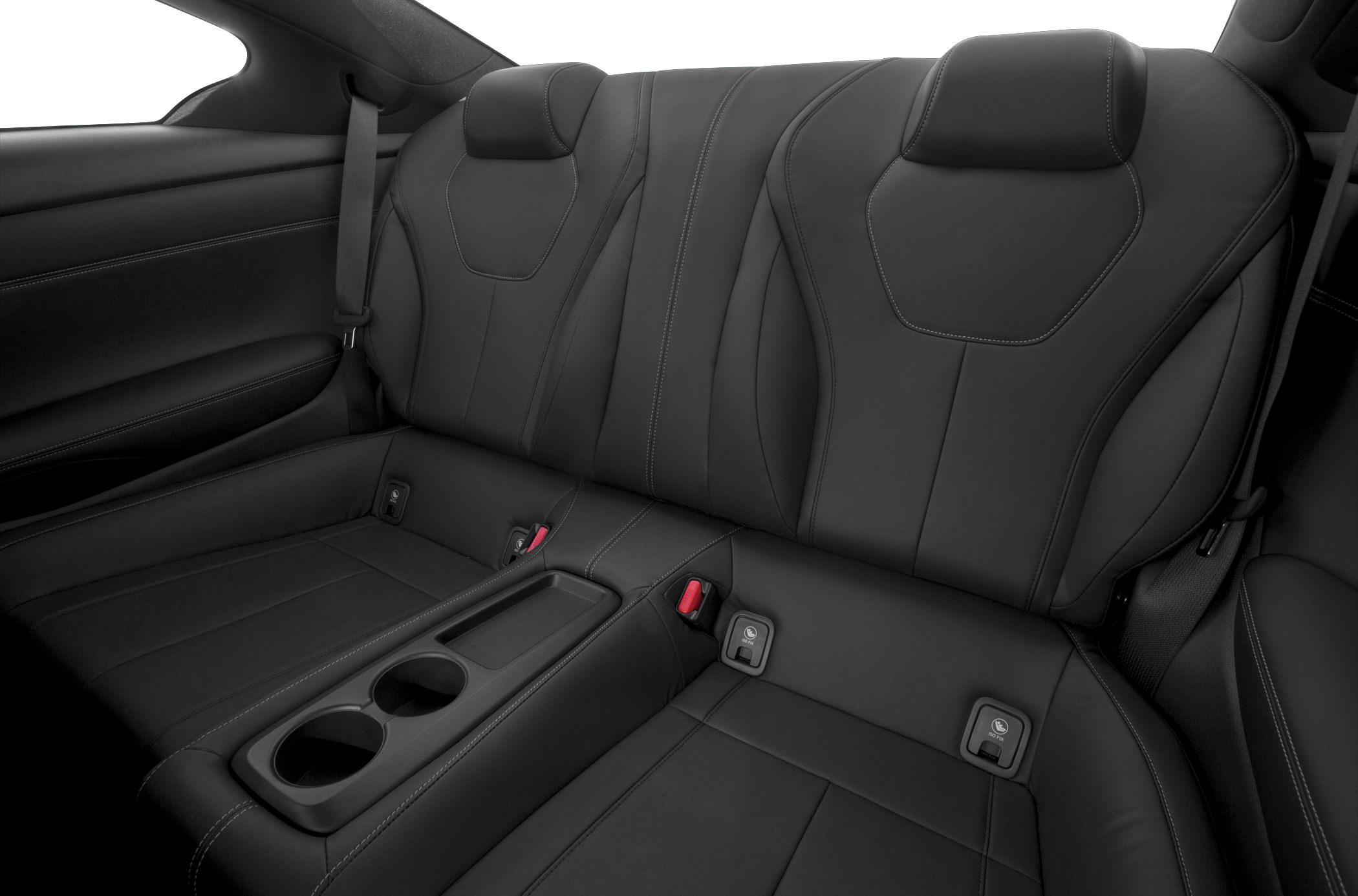 Black leather rear seats with center armrest and cup holders