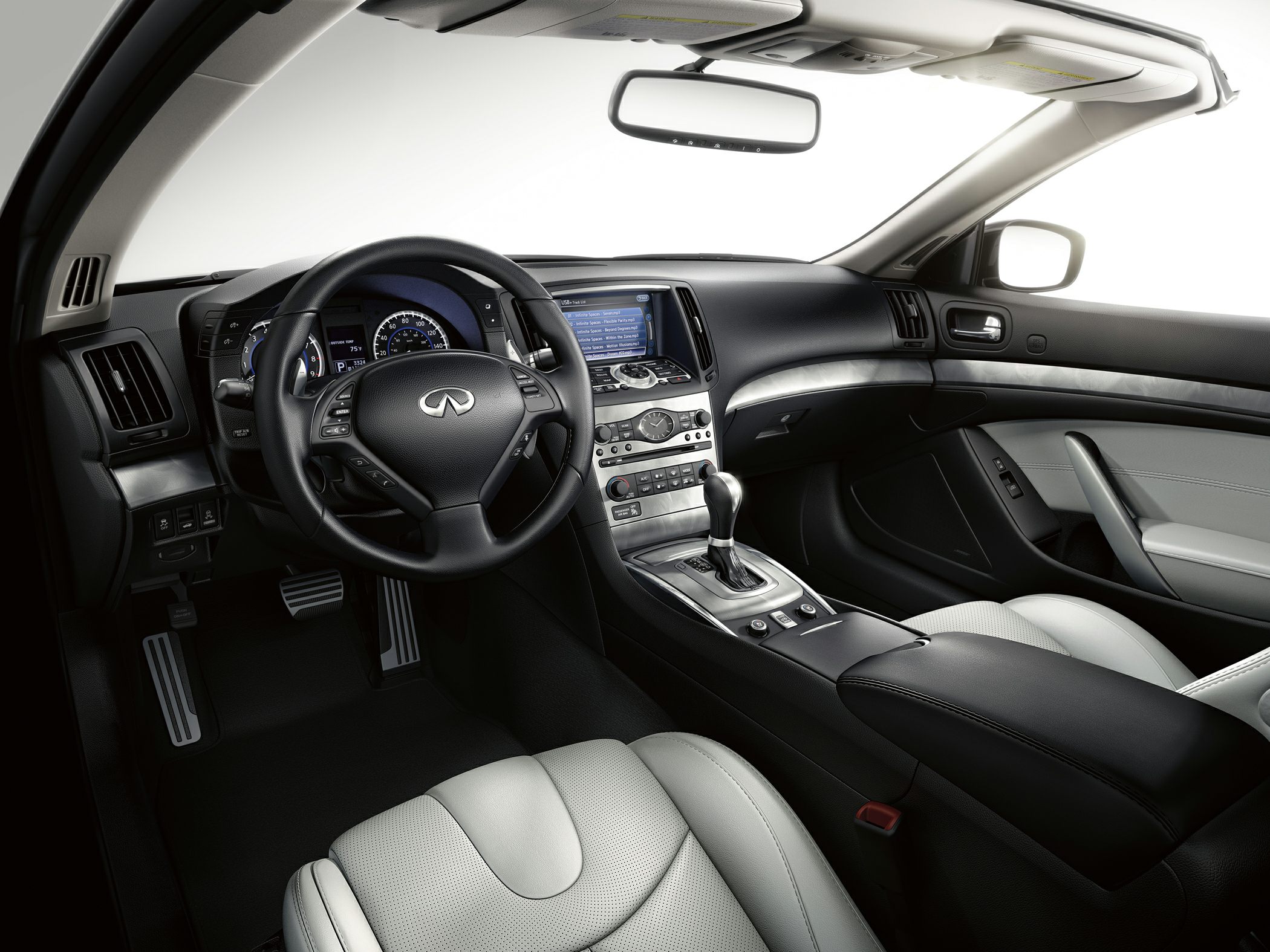Luxury convertible dashboard and steering wheel with center console controls