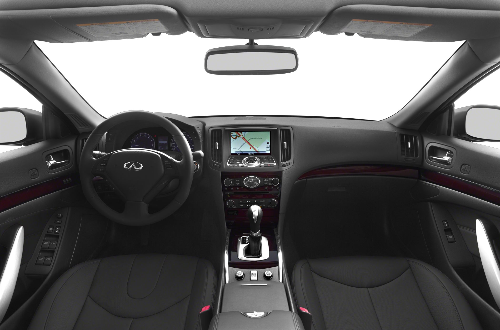 Modern convertible interior with leather seats and center console