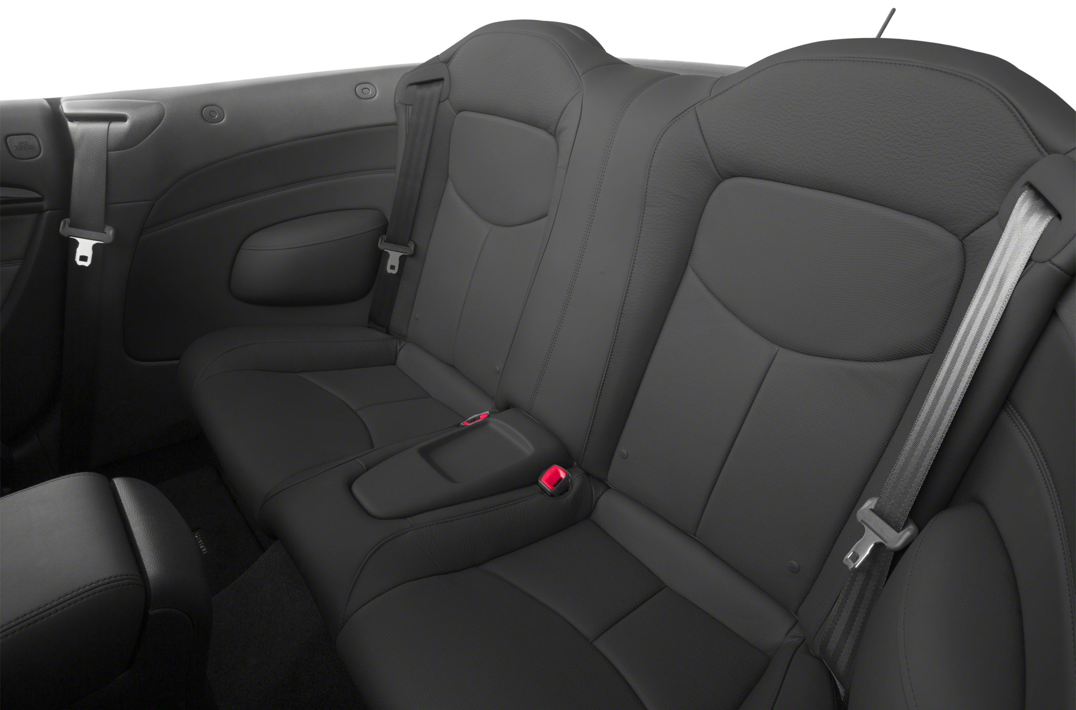 Rear leather seats with seat belts in a convertible